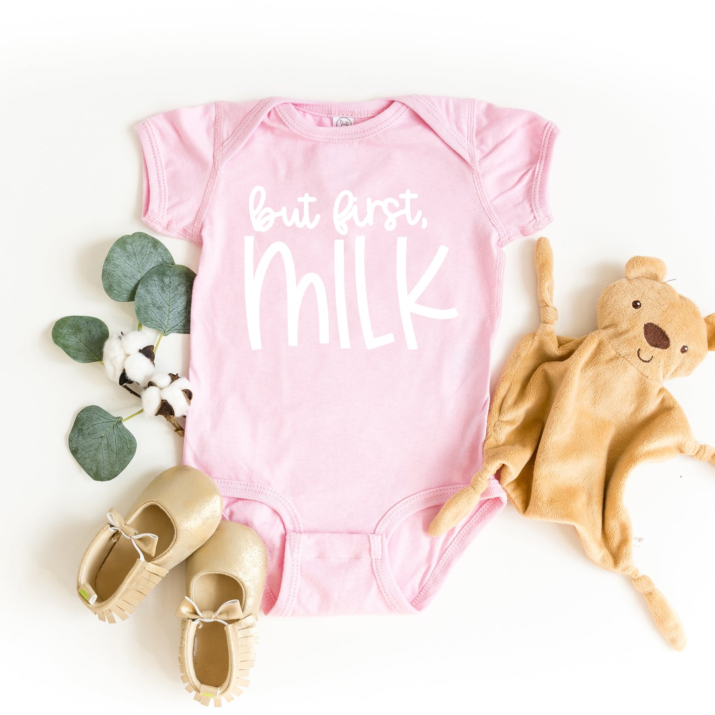 But First Milk | Baby Graphic Short Sleeve Onesie