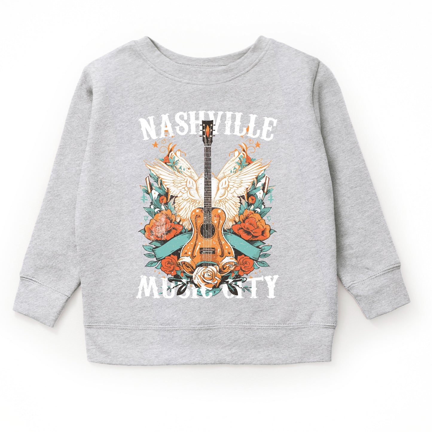 Nashville Music City Guitar Grunge - Youth Graphic Sweatshirt