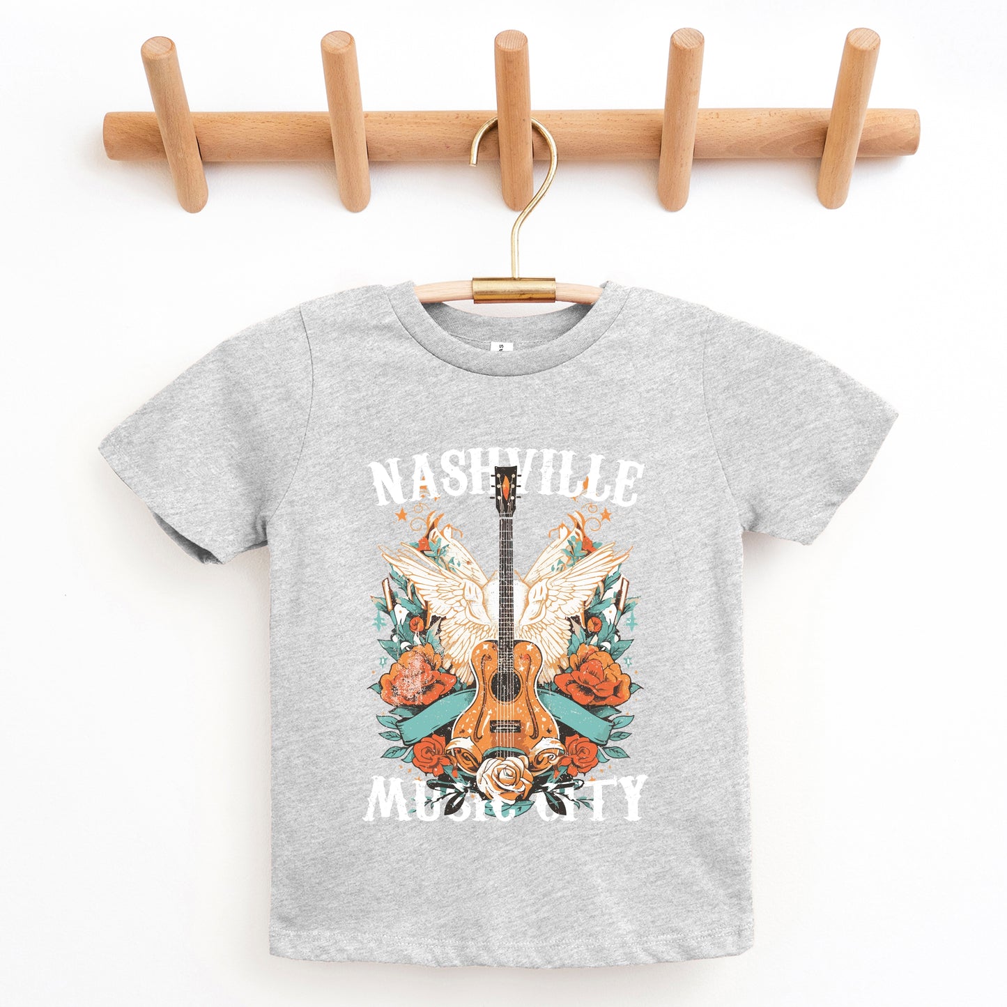 Nashville Music City Guitar Grunge - Youth Short Sleeve Graphic T-Shirt