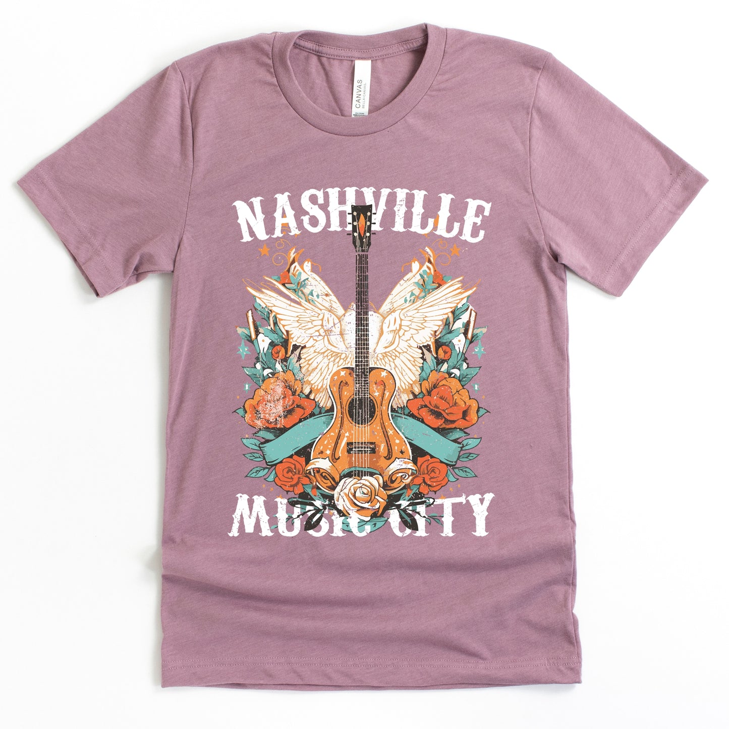 Nashville Music City Guitar Grunge - Youth Short Sleeve Graphic T-Shirt