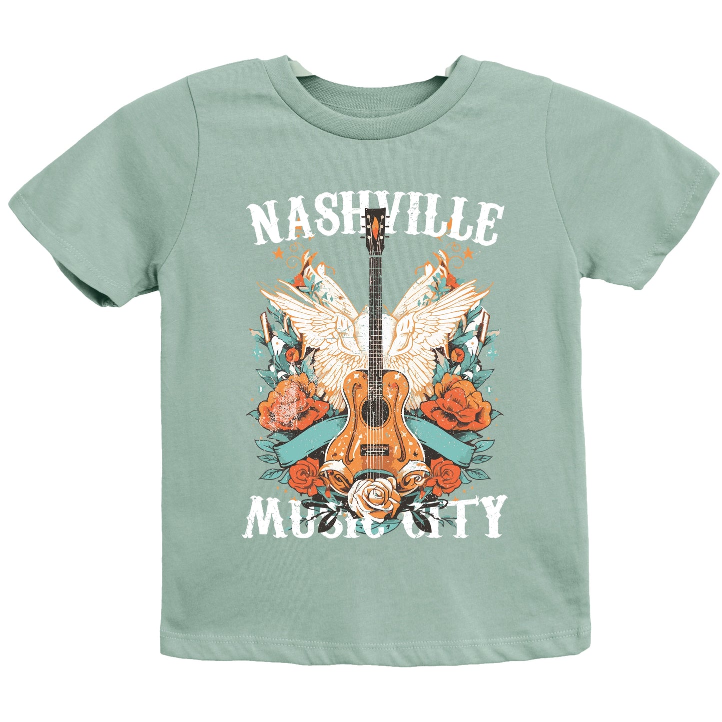 Nashville Music City Guitar Grunge - Youth Short Sleeve Graphic T-Shirt