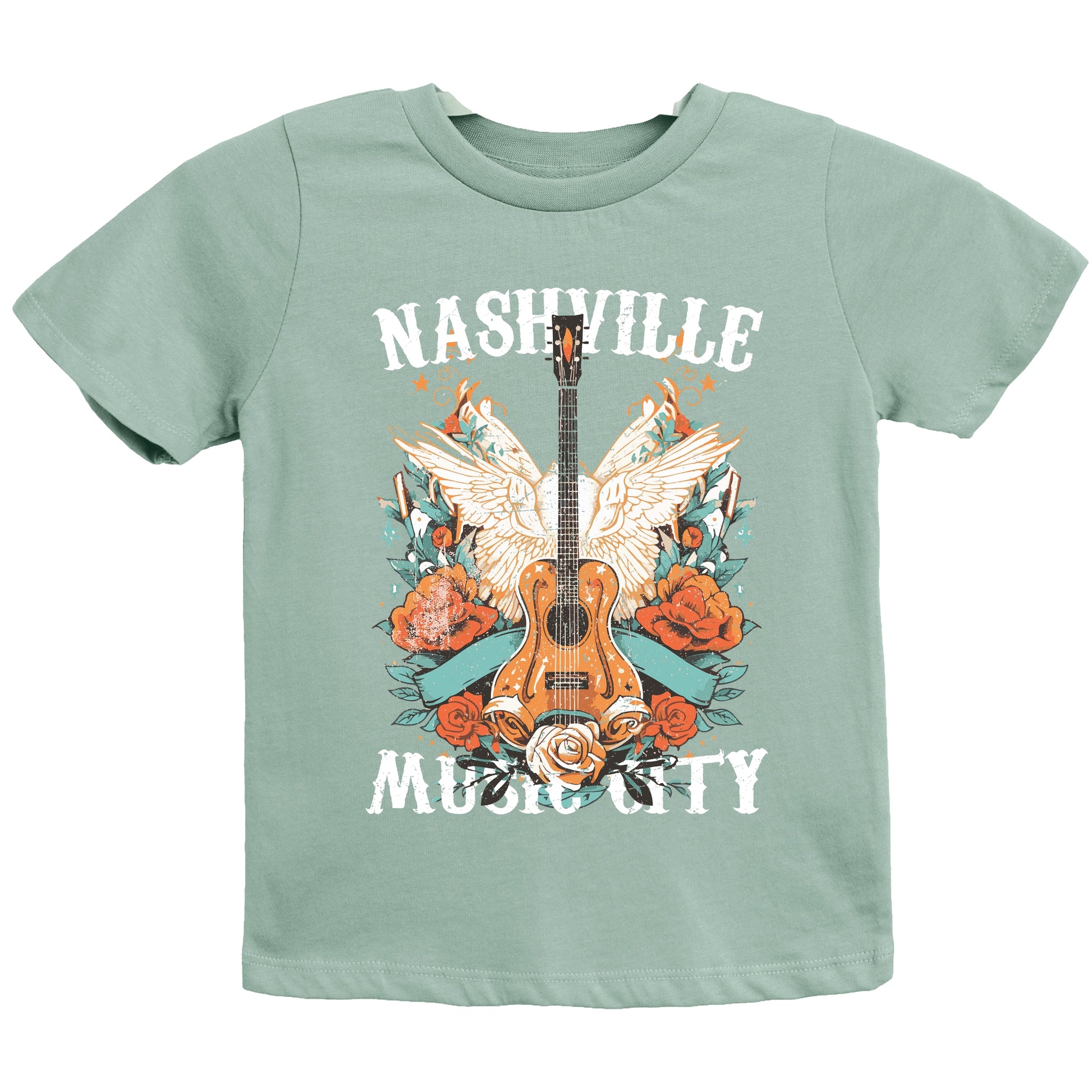 Nashville Music City Guitar Grunge - Youth Short Sleeve Graphic T-Shirt