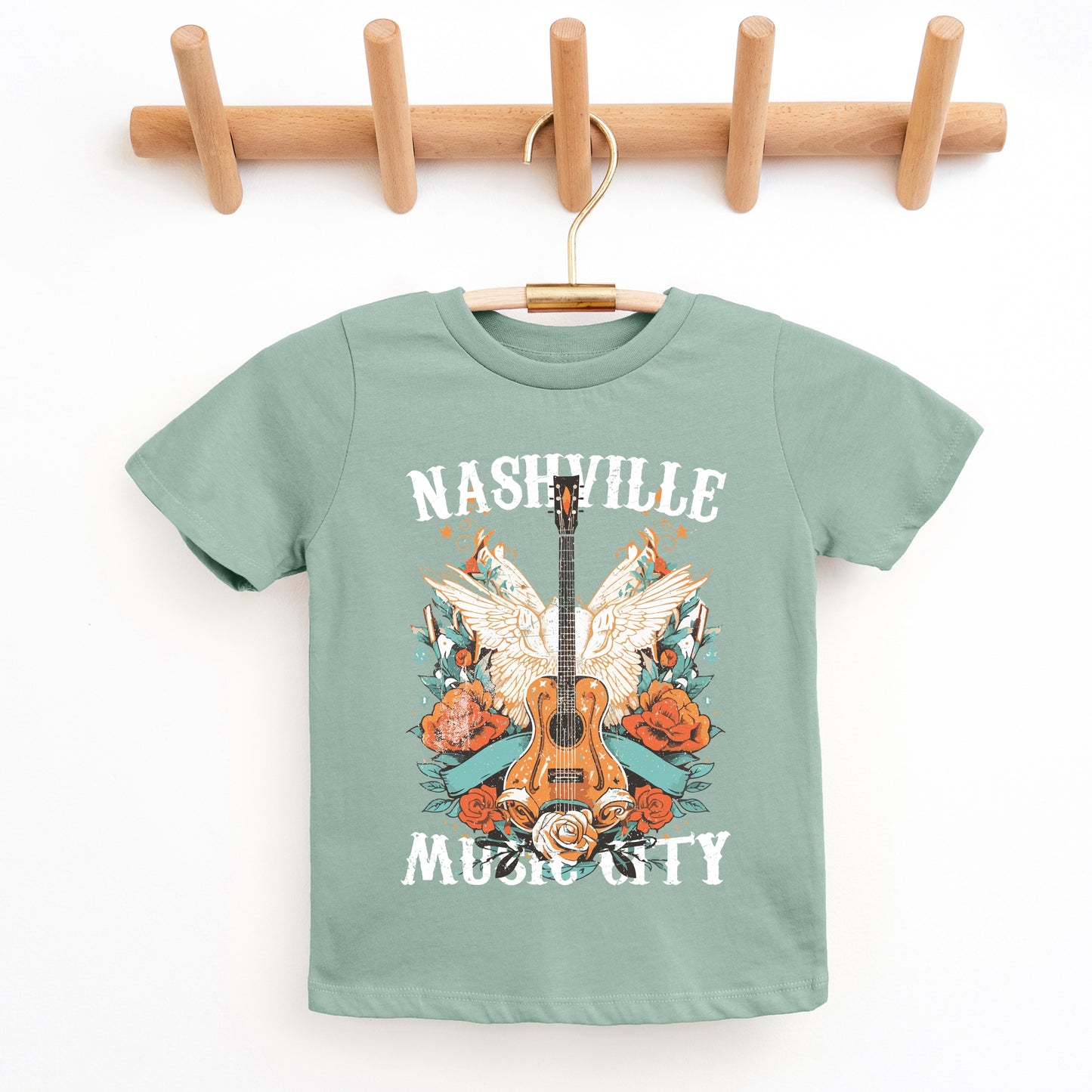 Nashville Music City Guitar Grunge - Youth Short Sleeve Graphic T-Shirt