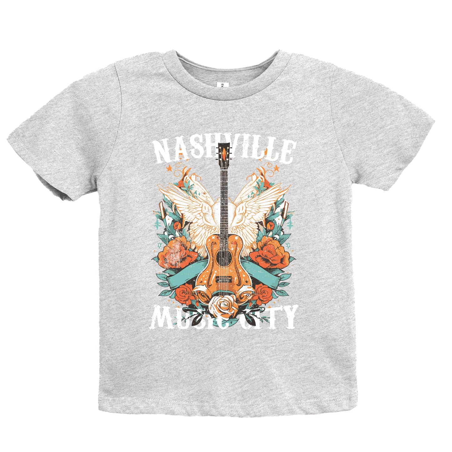 Nashville Music City Guitar Grunge - Youth Short Sleeve Graphic T-Shirt