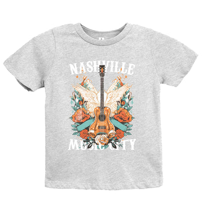 Nashville Music City Guitar Grunge - Youth Short Sleeve Graphic T-Shirt
