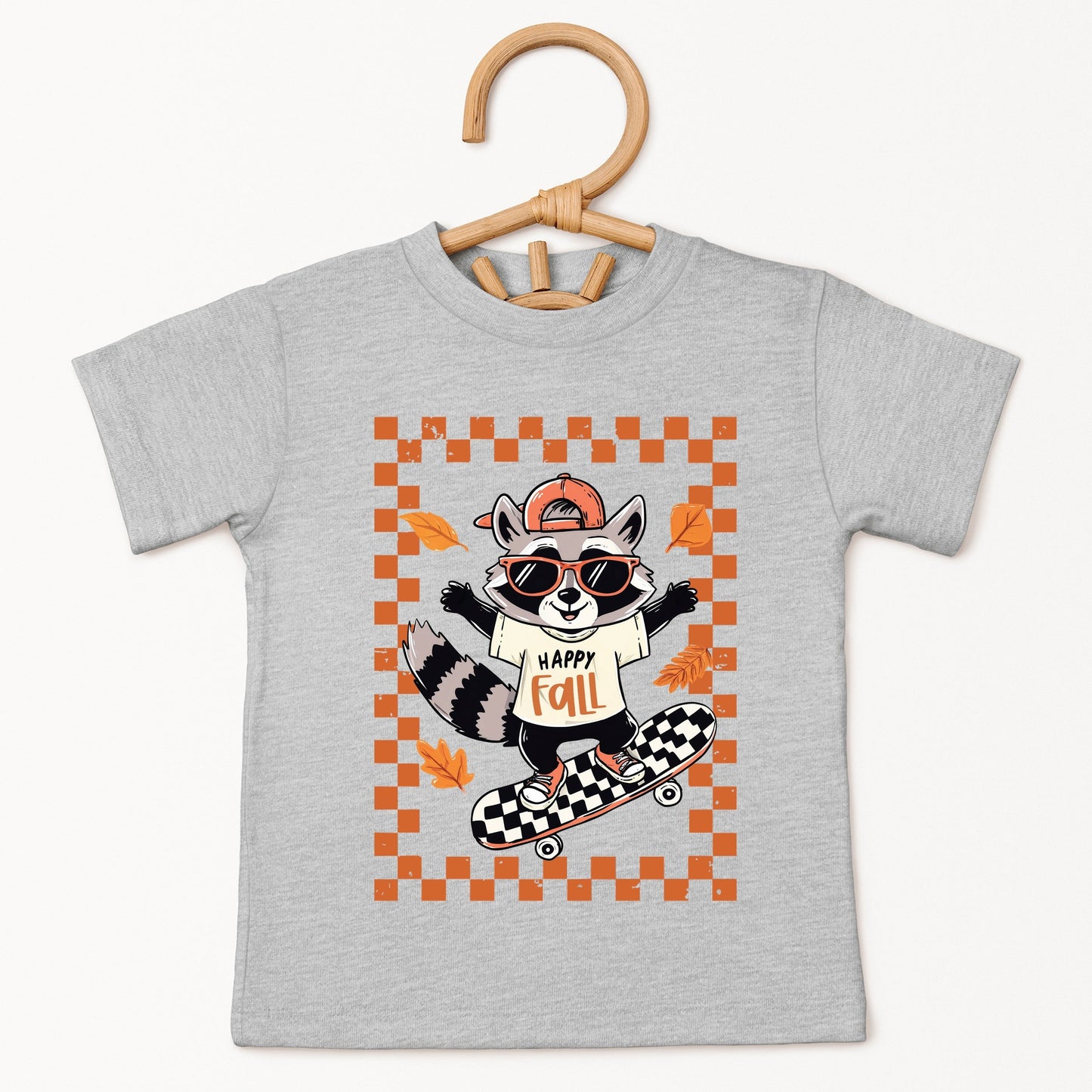 Happy Fall Racoon Skater - Youth Short Sleeve Graphic T-Shirt and Toddler Short Sleeve Graphic T-Shirt