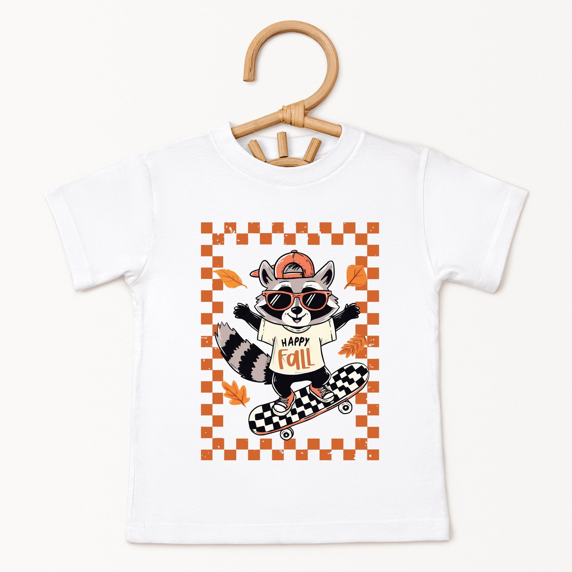 Happy Fall Racoon Skater - Youth Short Sleeve Graphic T-Shirt and Toddler Short Sleeve Graphic T-Shirt