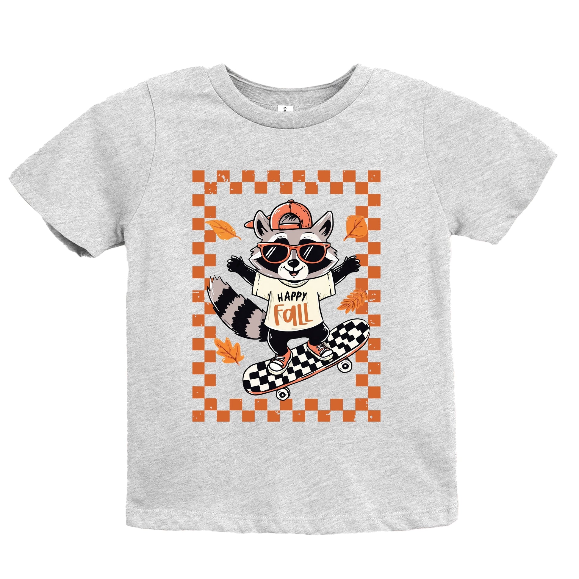 Happy Fall Racoon Skater - Youth Short Sleeve Graphic T-Shirt and Toddler Short Sleeve Graphic T-Shirt