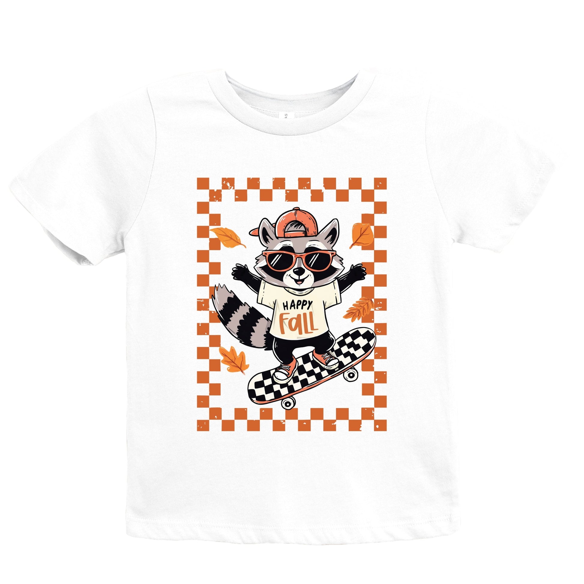 Happy Fall Racoon Skater - Youth Short Sleeve Graphic T-Shirt and Toddler Short Sleeve Graphic T-Shirt
