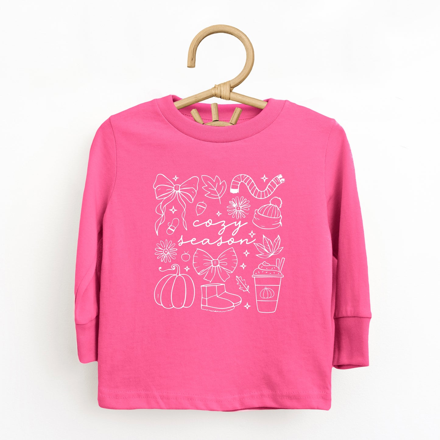 Cozy Season Coquette Icons - Toddler Long Sleeve Graphic Tee and Youth Long Sleeve Graphic T-Shirt