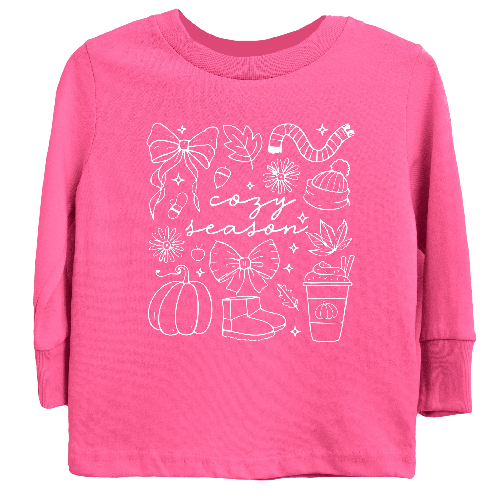 Cozy Season Coquette Icons - Toddler Long Sleeve Graphic Tee and Youth Long Sleeve Graphic T-Shirt