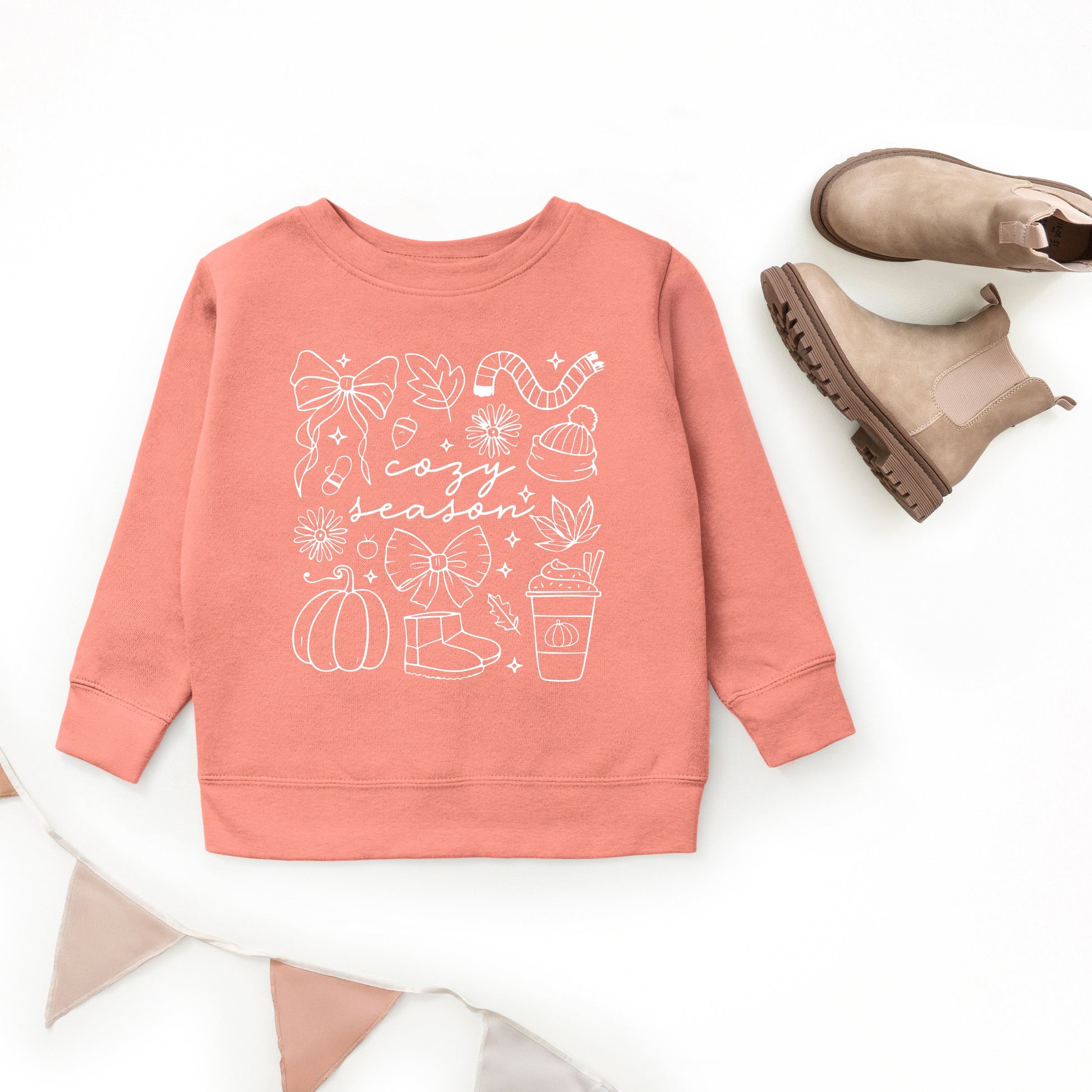 Cozy Season Coquette Icons - Toddler Graphic Sweatshirt and Youth Graphic Sweatshirt