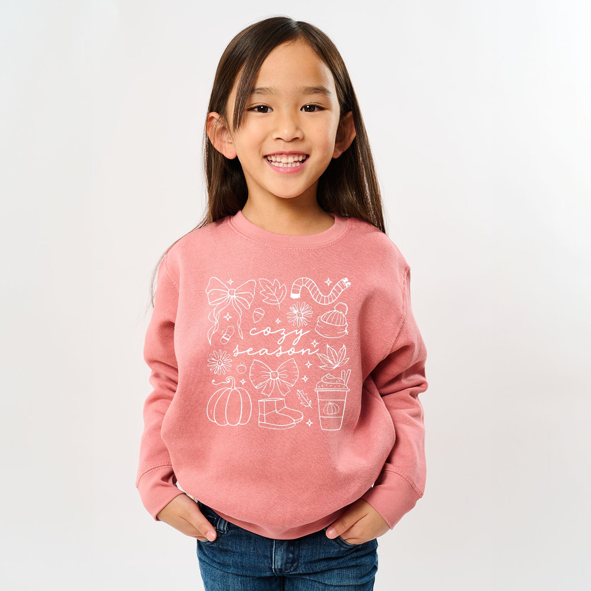 Cozy Season Coquette Icons - Toddler Graphic Sweatshirt and Youth Graphic Sweatshirt