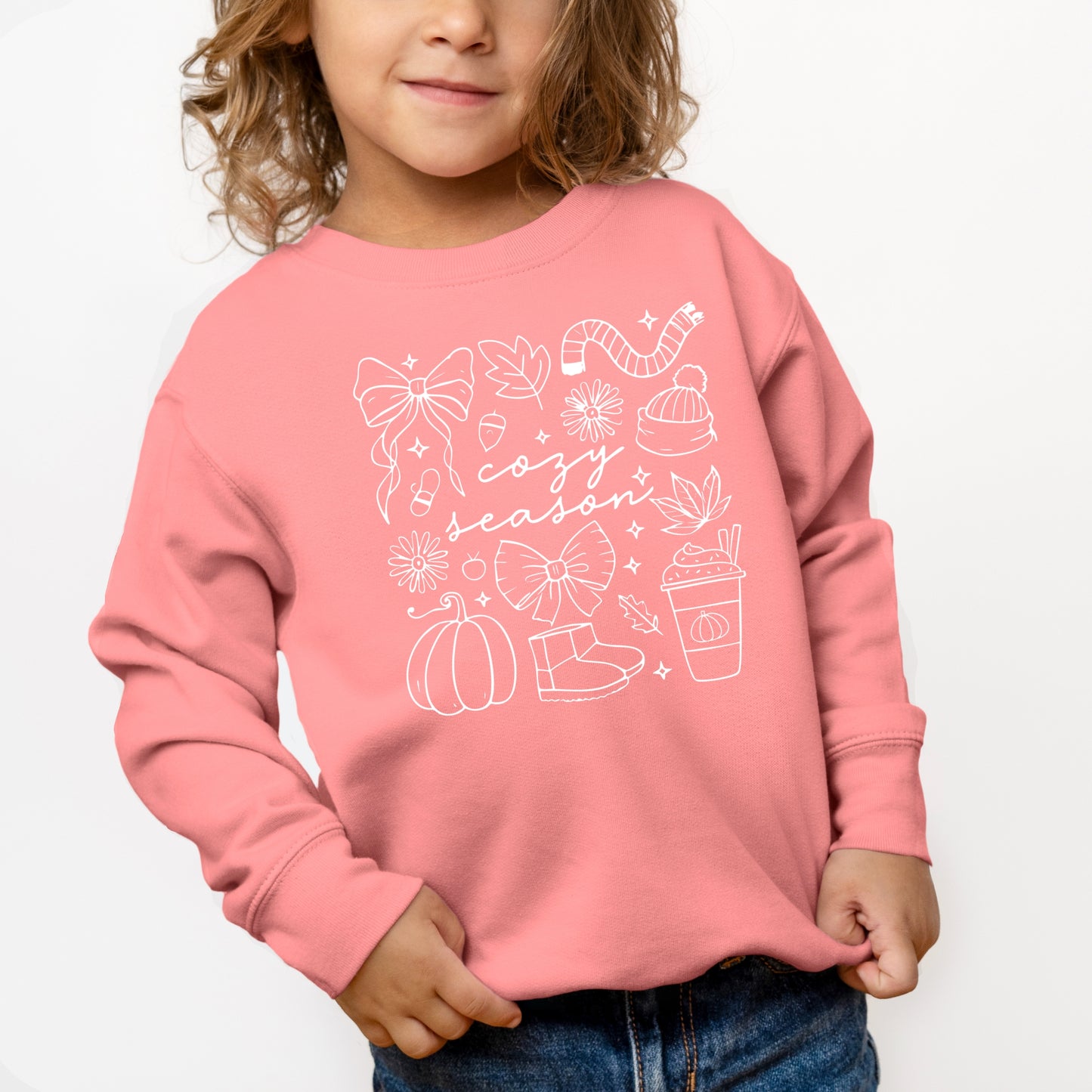 Cozy Season Coquette Icons - Toddler Graphic Sweatshirt and Youth Graphic Sweatshirt