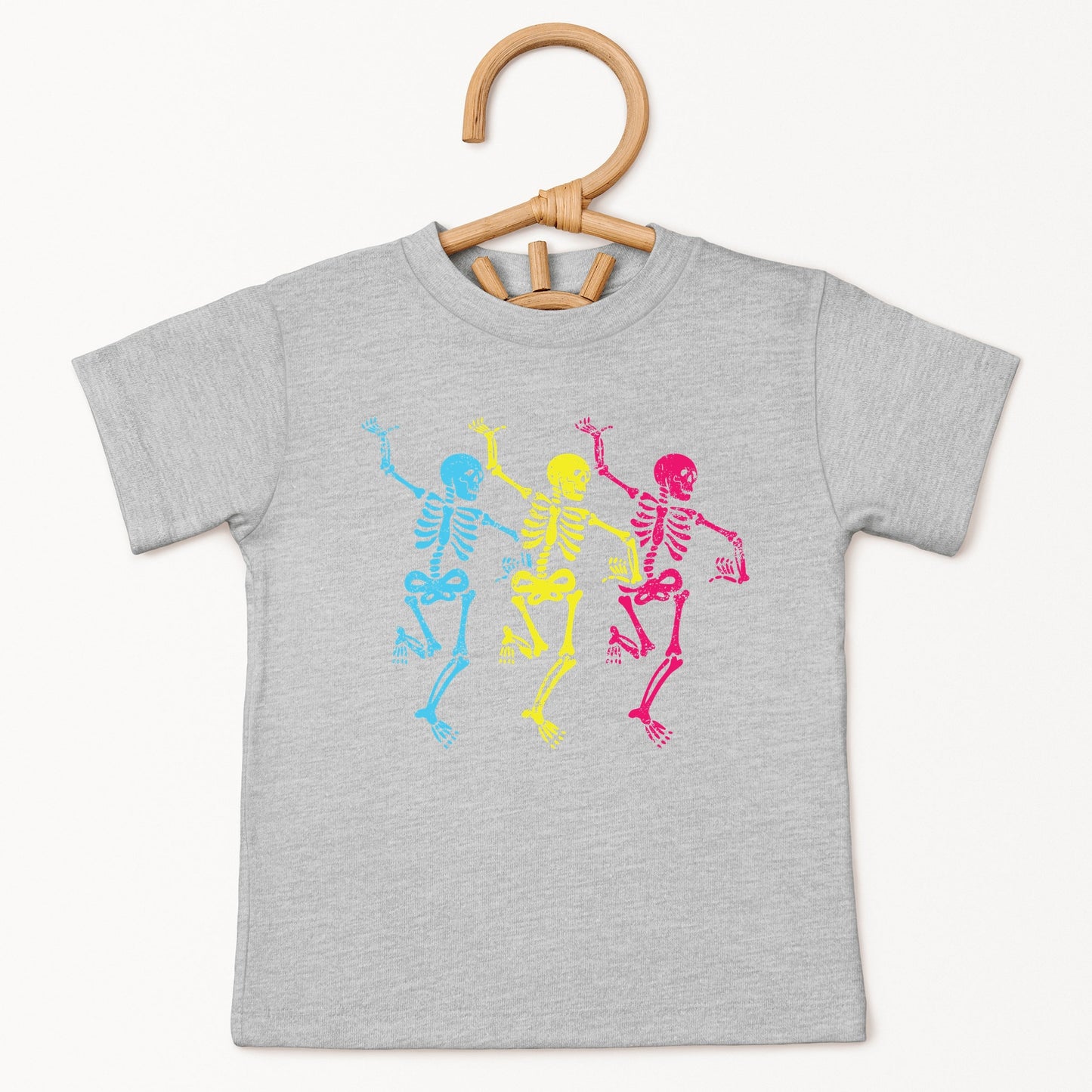 Three Skeletons Dancing Neon - Youth Short Sleeve Graphic T-Shirt and Toddler Short Sleeve Graphic T-Shirt