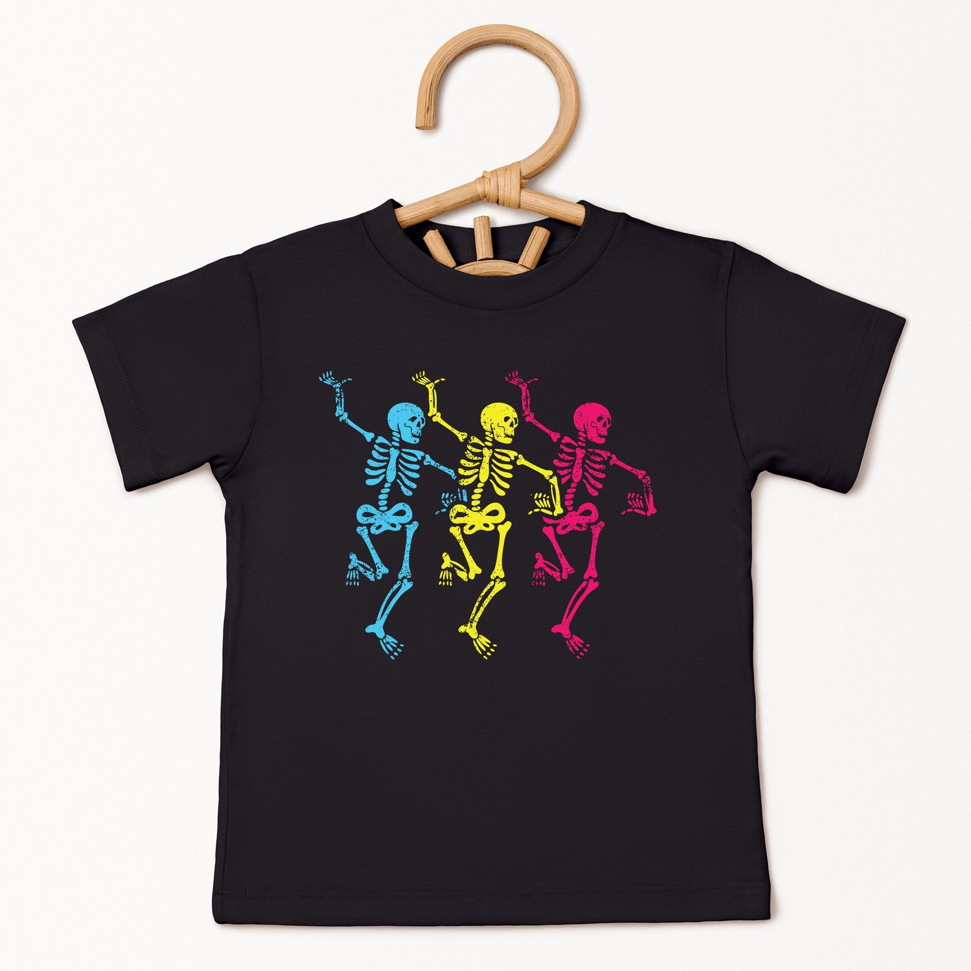 Three Skeletons Dancing Neon - Youth Short Sleeve Graphic T-Shirt and Toddler Short Sleeve Graphic T-Shirt