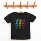 Three Skeletons Dancing Neon - Youth Short Sleeve Graphic T-Shirt and Toddler Short Sleeve Graphic T-Shirt