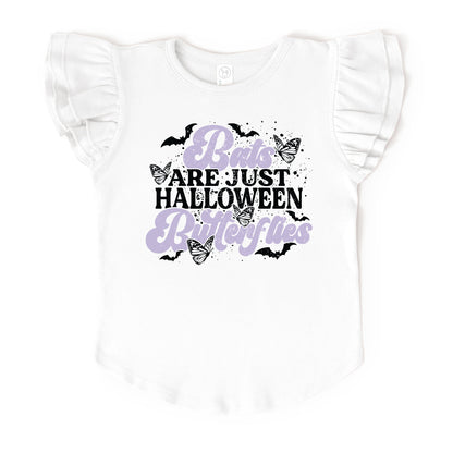 Bats Are Just Halloween Butterflies - Flutter Sleeve Graphic T-Shirt