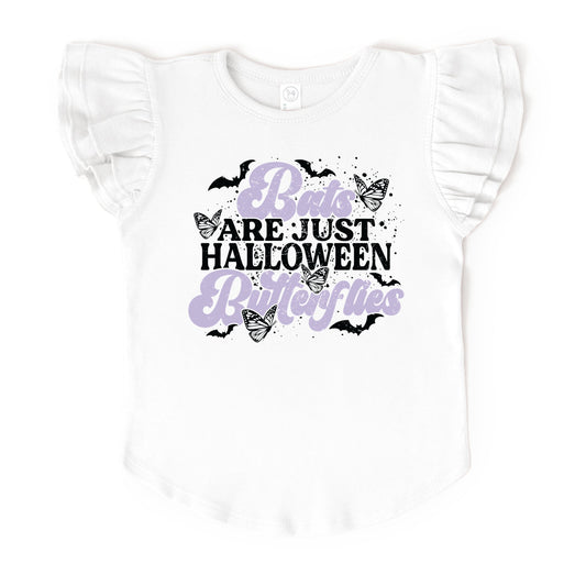 Bats Are Just Halloween Butterflies - Flutter Sleeve Graphic T-Shirt