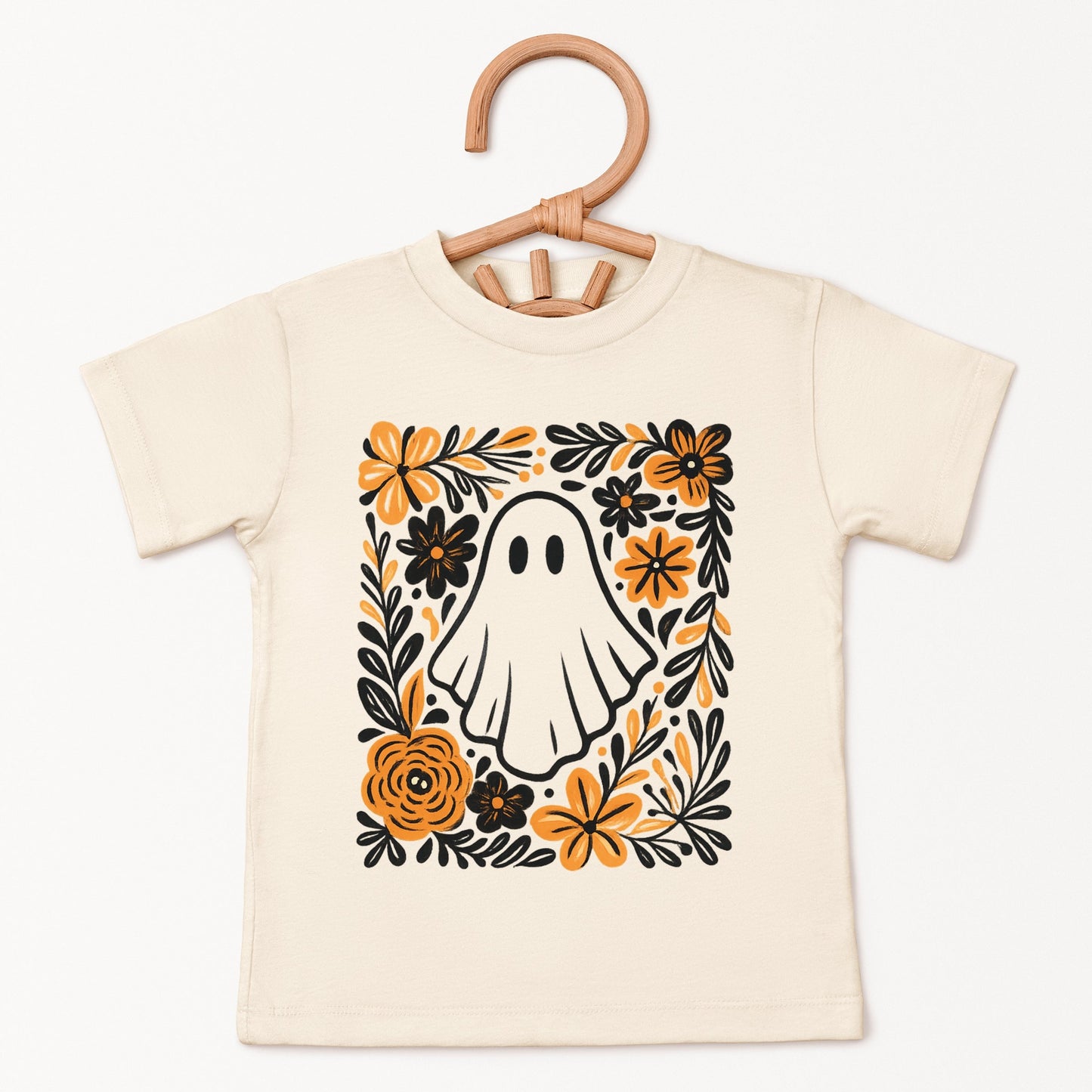 Ghost Floral Orange - Youth Short Sleeve Graphic T-Shirt and Toddler Short Sleeve Graphic T-Shirt