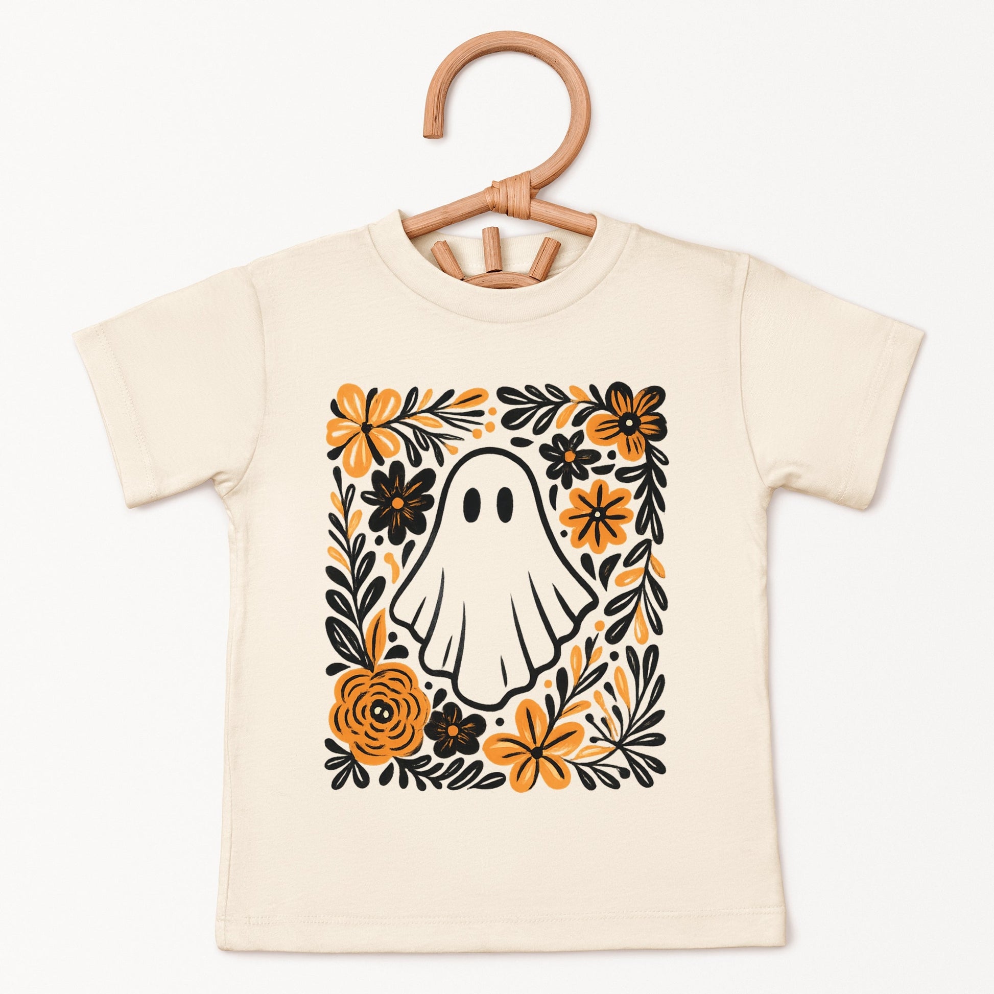 Ghost Floral Orange - Youth Short Sleeve Graphic T-Shirt and Toddler Short Sleeve Graphic T-Shirt