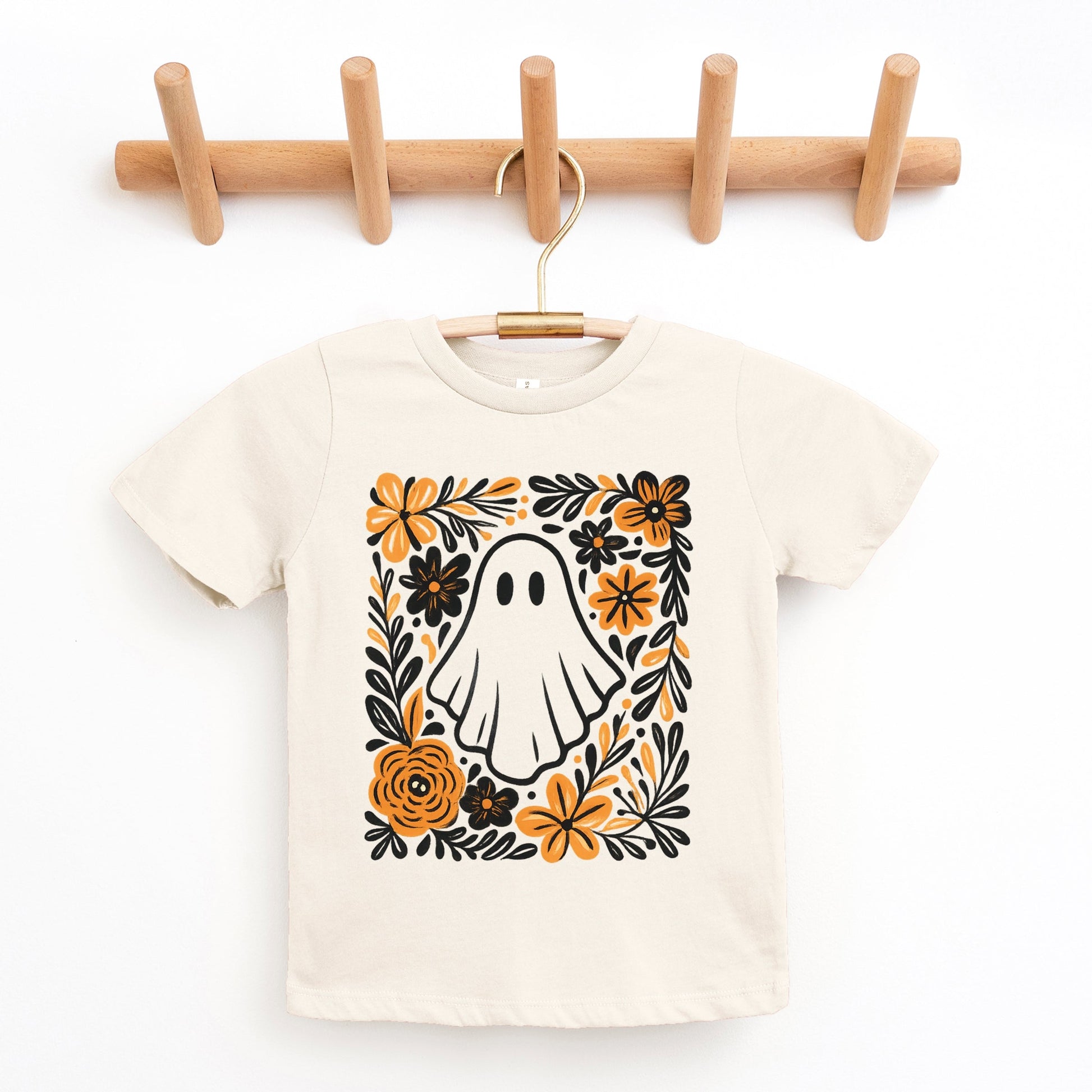 Ghost Floral Orange - Youth Short Sleeve Graphic T-Shirt and Toddler Short Sleeve Graphic T-Shirt