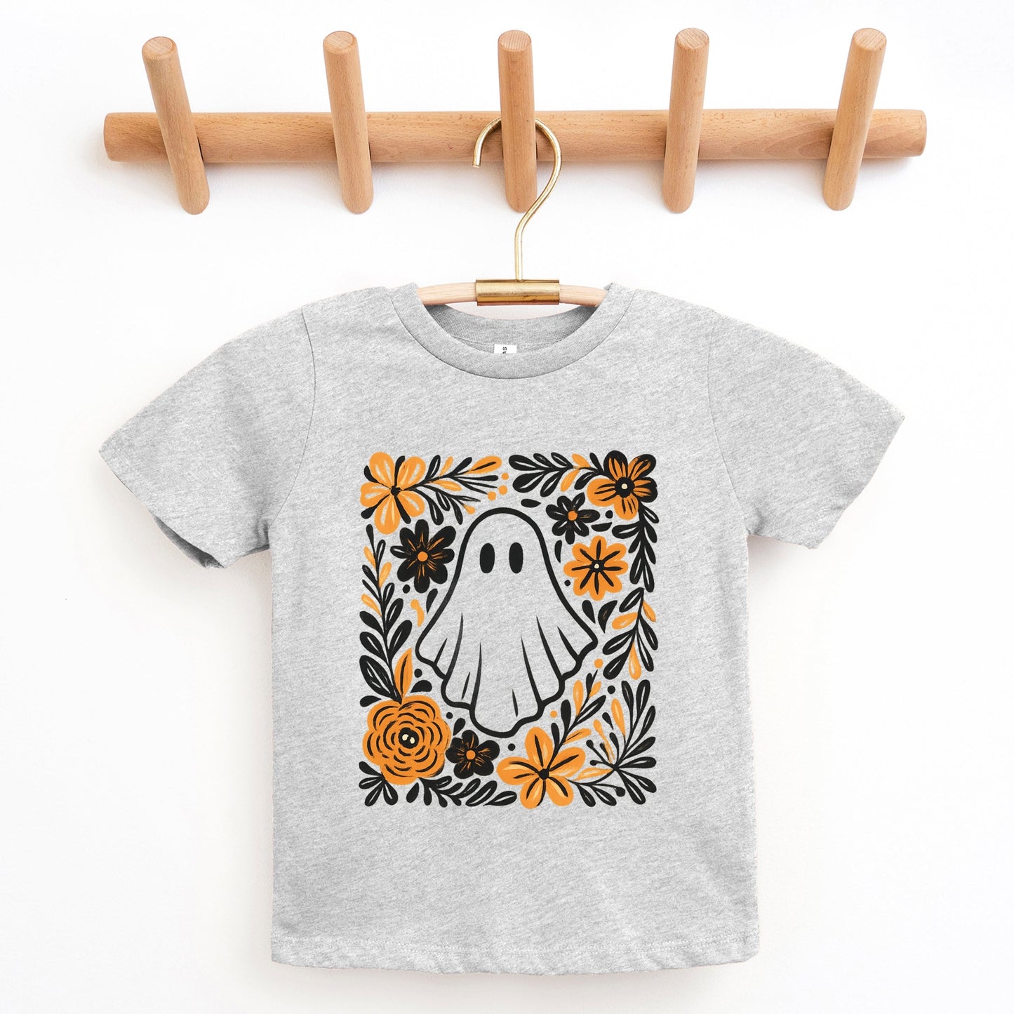 Ghost Floral Orange - Youth Short Sleeve Graphic T-Shirt and Toddler Short Sleeve Graphic T-Shirt