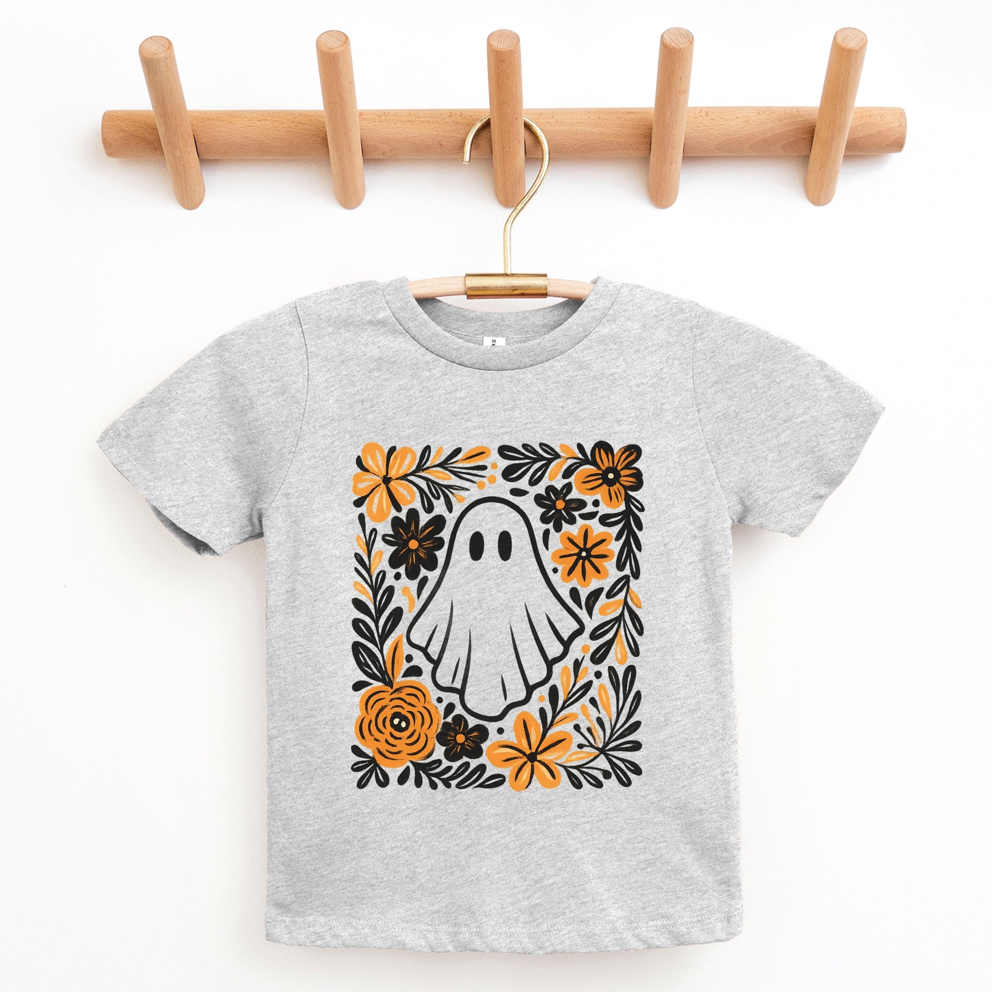 Ghost Floral Orange - Youth Short Sleeve Graphic T-Shirt and Toddler Short Sleeve Graphic T-Shirt