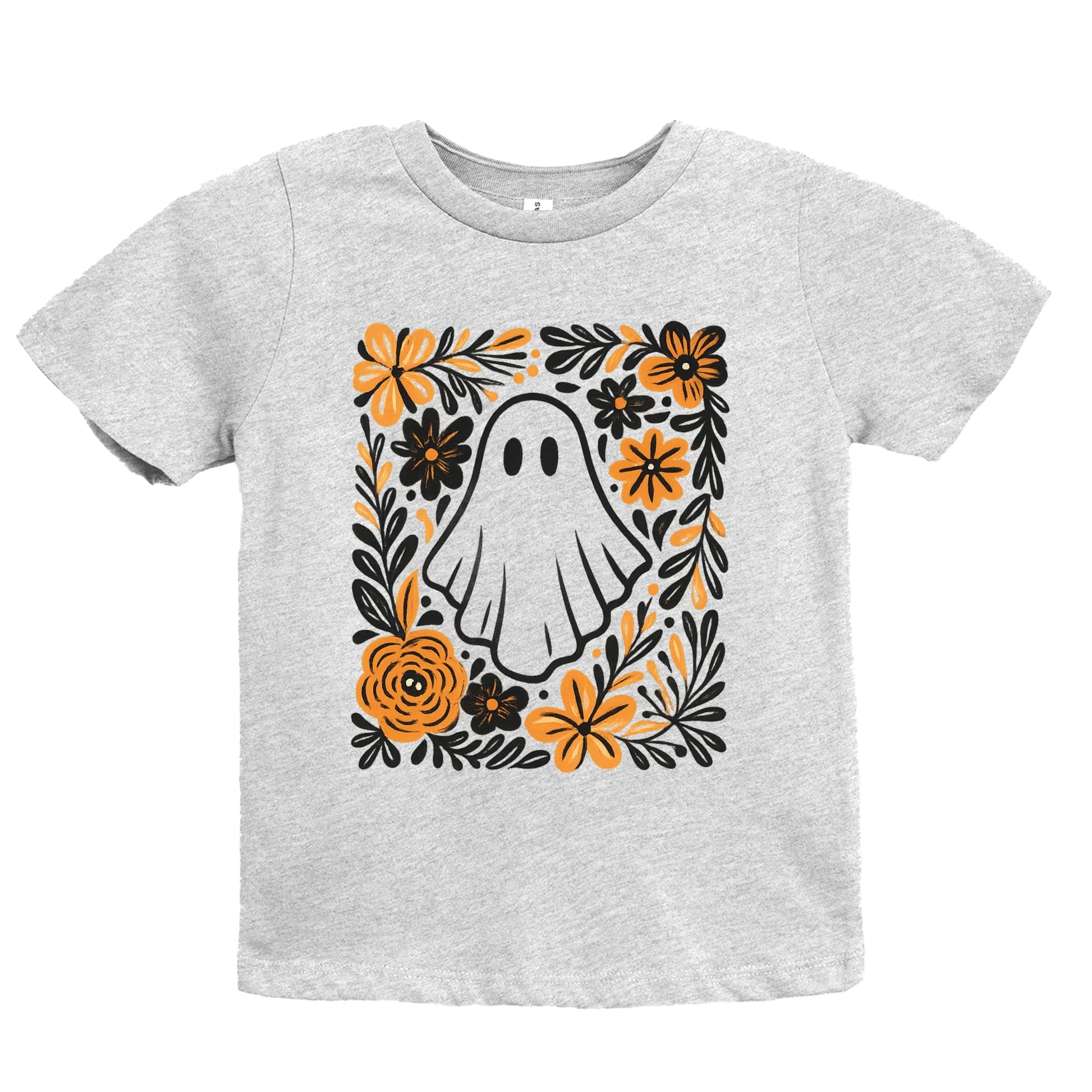 Ghost Floral Orange - Youth Short Sleeve Graphic T-Shirt and Toddler Short Sleeve Graphic T-Shirt