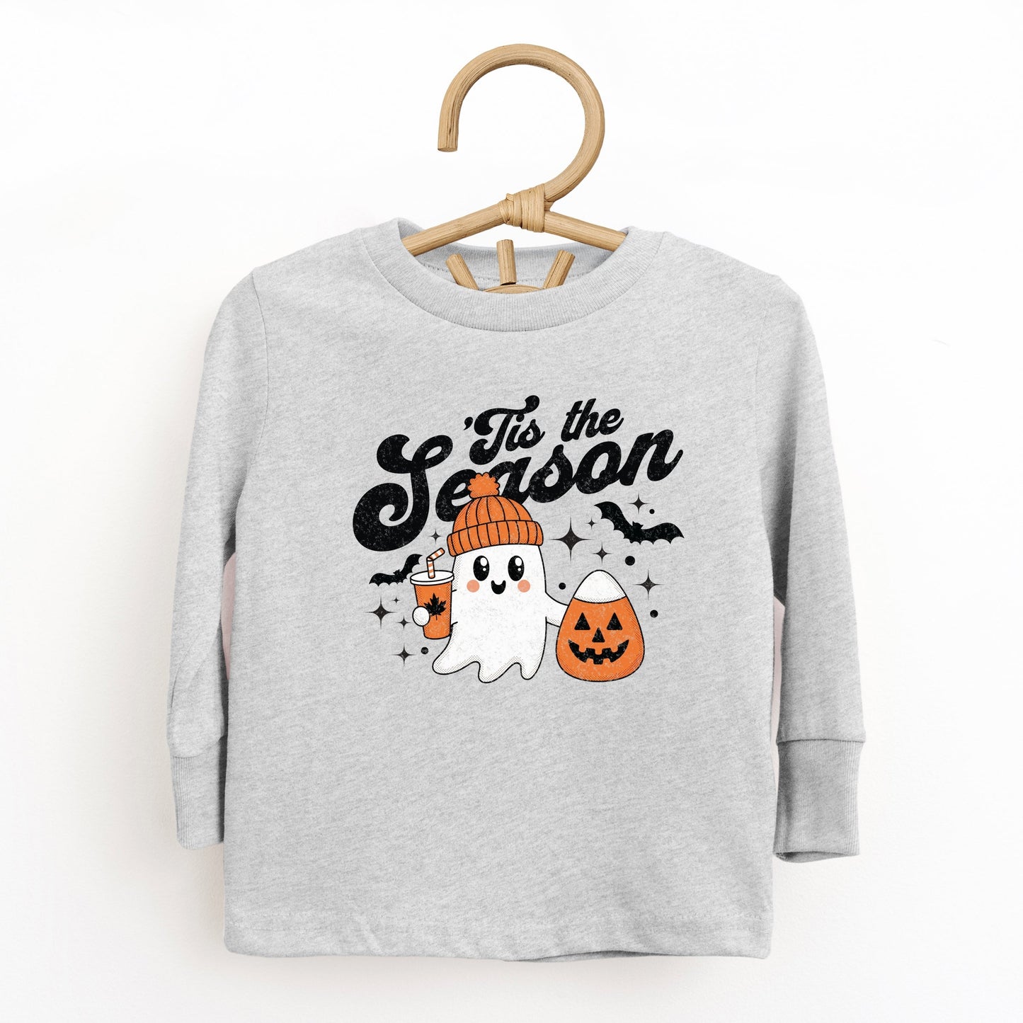 Tis The Season Ghost Retro - Toddler Long Sleeve Graphic Tee and Youth Long Sleeve Graphic T-Shirt