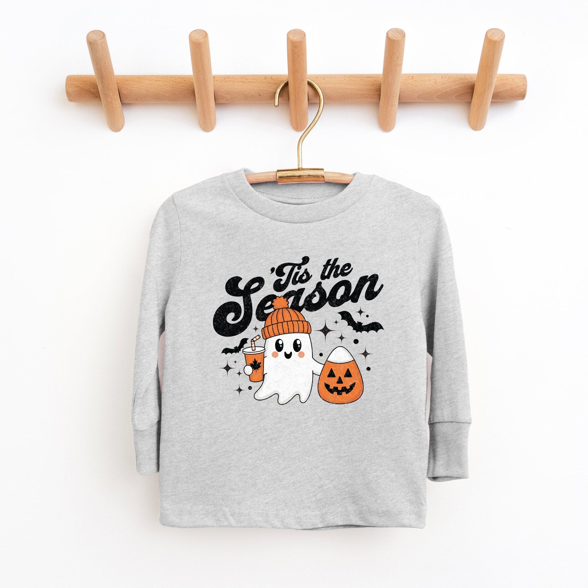 Tis The Season Ghost Retro - Toddler Long Sleeve Graphic Tee and Youth Long Sleeve Graphic T-Shirt