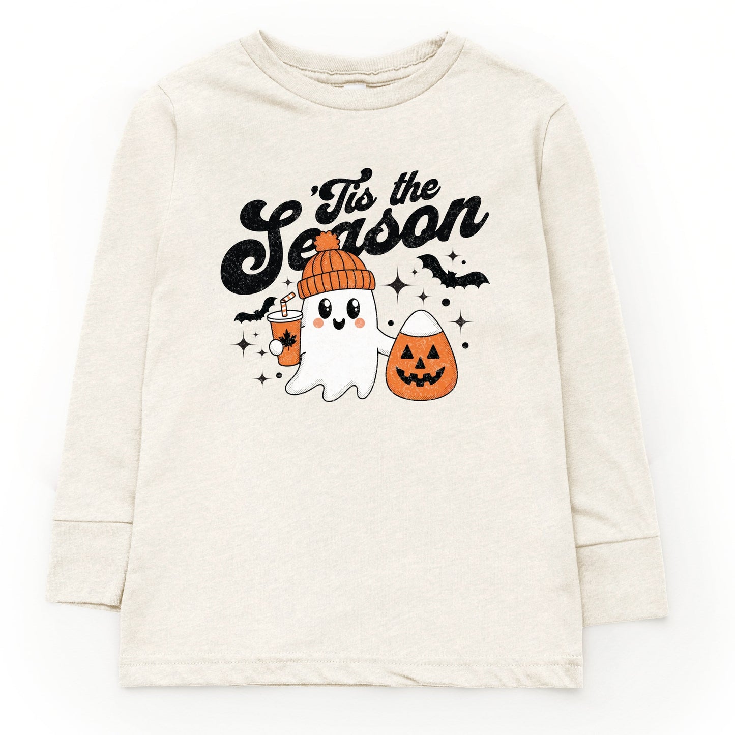 Tis The Season Ghost Retro - Toddler Long Sleeve Graphic Tee and Youth Long Sleeve Graphic T-Shirt