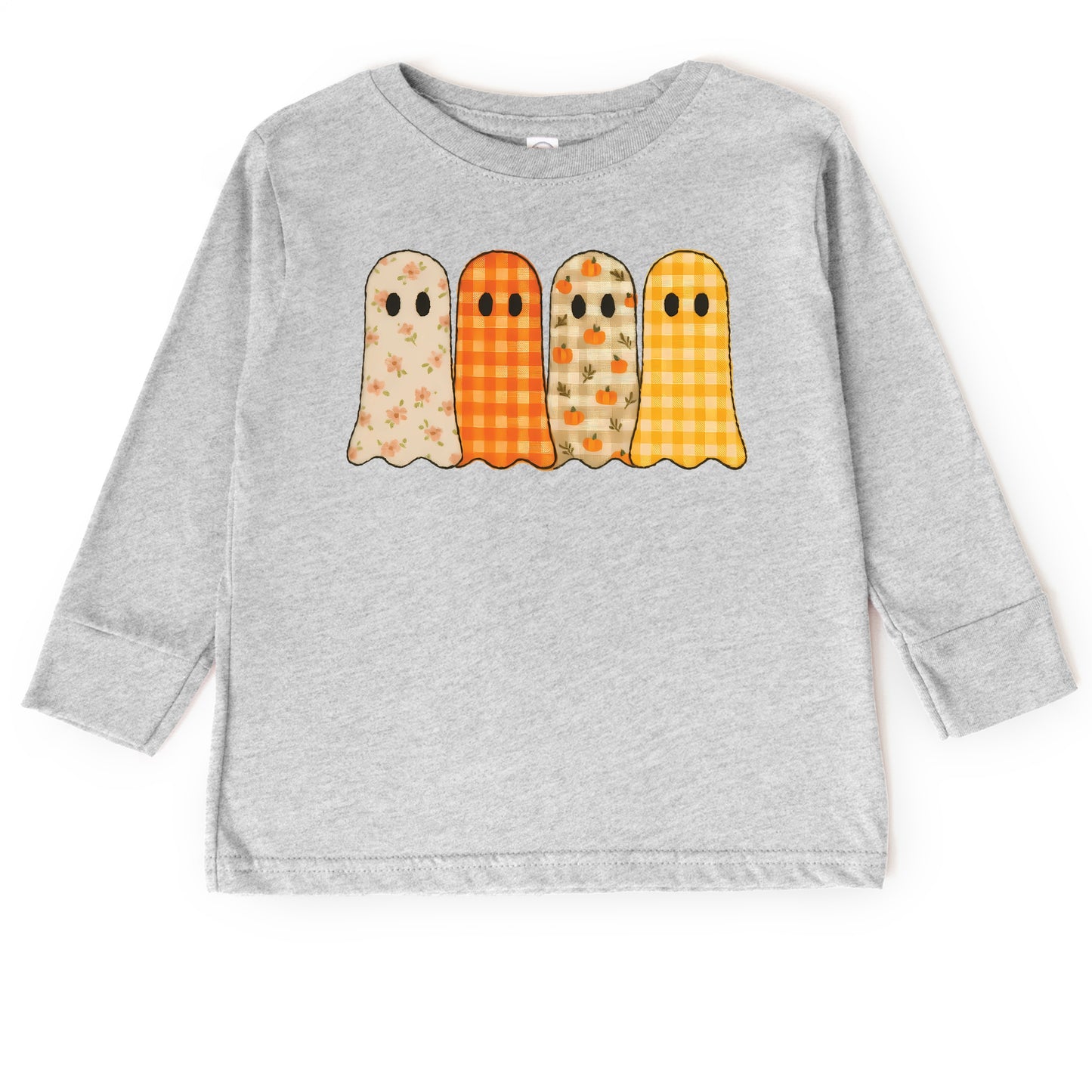 Four Ghosts Checkered Quilted Printed - Toddler Long Sleeve Graphic Tee and Youth Long Sleeve Graphic T-Shirt