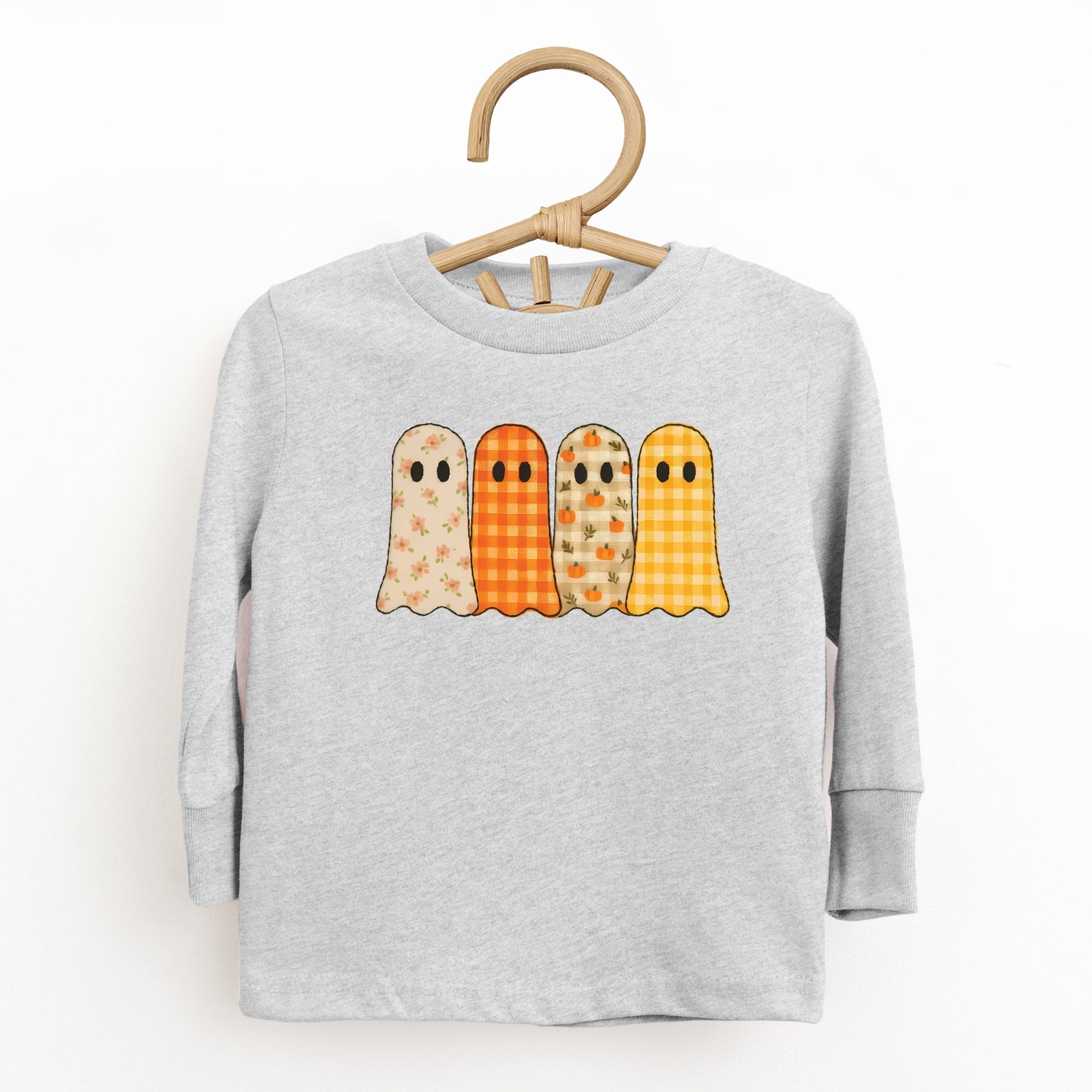 Four Ghosts Checkered Quilted Printed - Toddler Long Sleeve Graphic Tee and Youth Long Sleeve Graphic T-Shirt