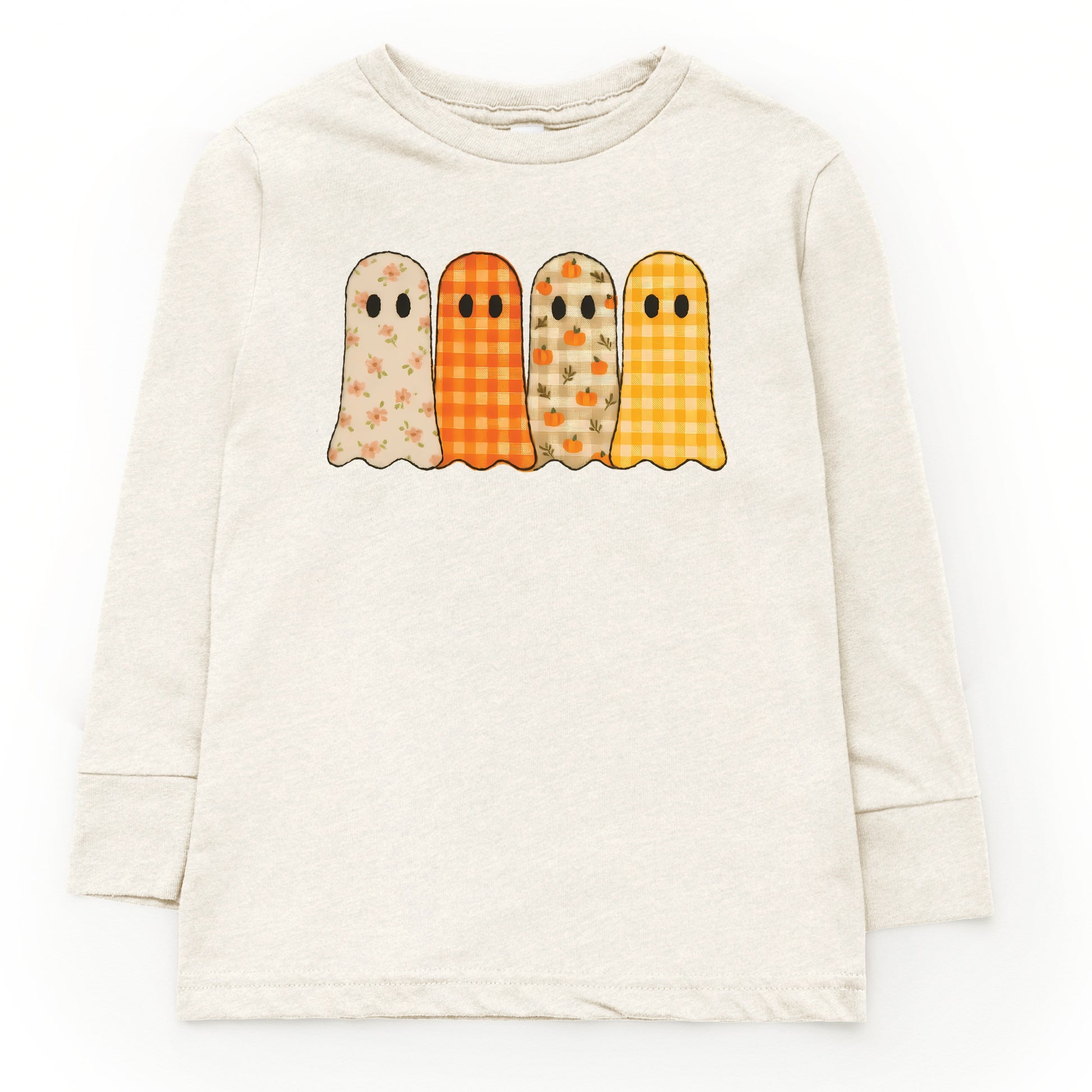 Four Ghosts Checkered Quilted Printed - Toddler Long Sleeve Graphic Tee and Youth Long Sleeve Graphic T-Shirt