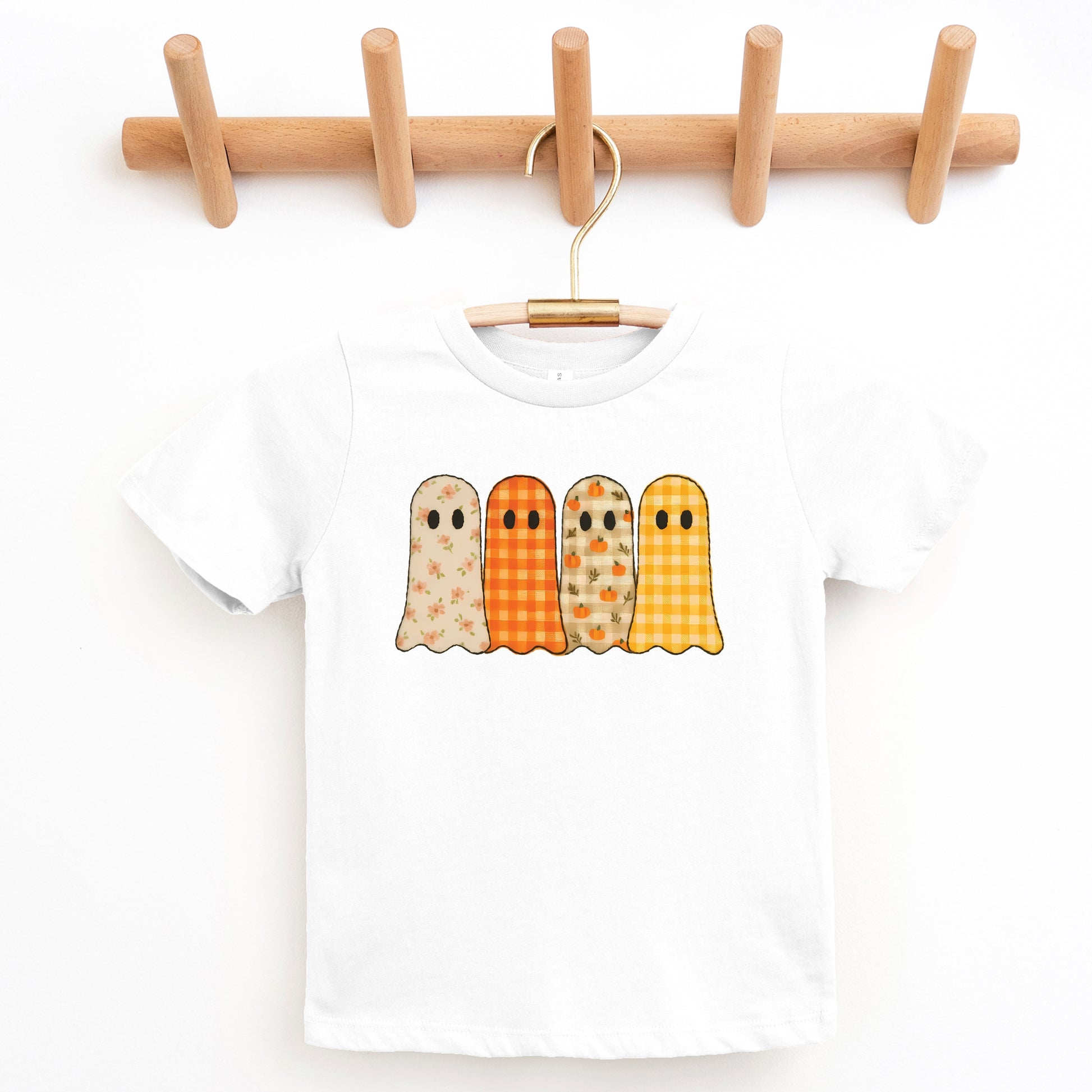 Four Ghosts Checkered Quilted Printed - Youth Short Sleeve Graphic T-Shirt and Toddler Short Sleeve Graphic T-Shirt