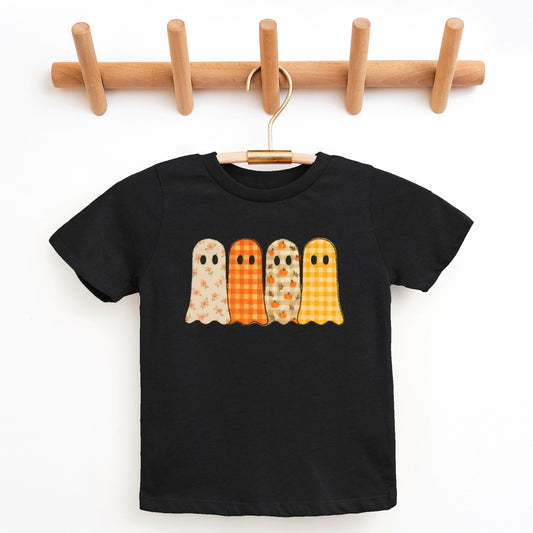 Four Ghosts Checkered Quilted Printed - Youth Short Sleeve Graphic T-Shirt and Toddler Short Sleeve Graphic T-Shirt