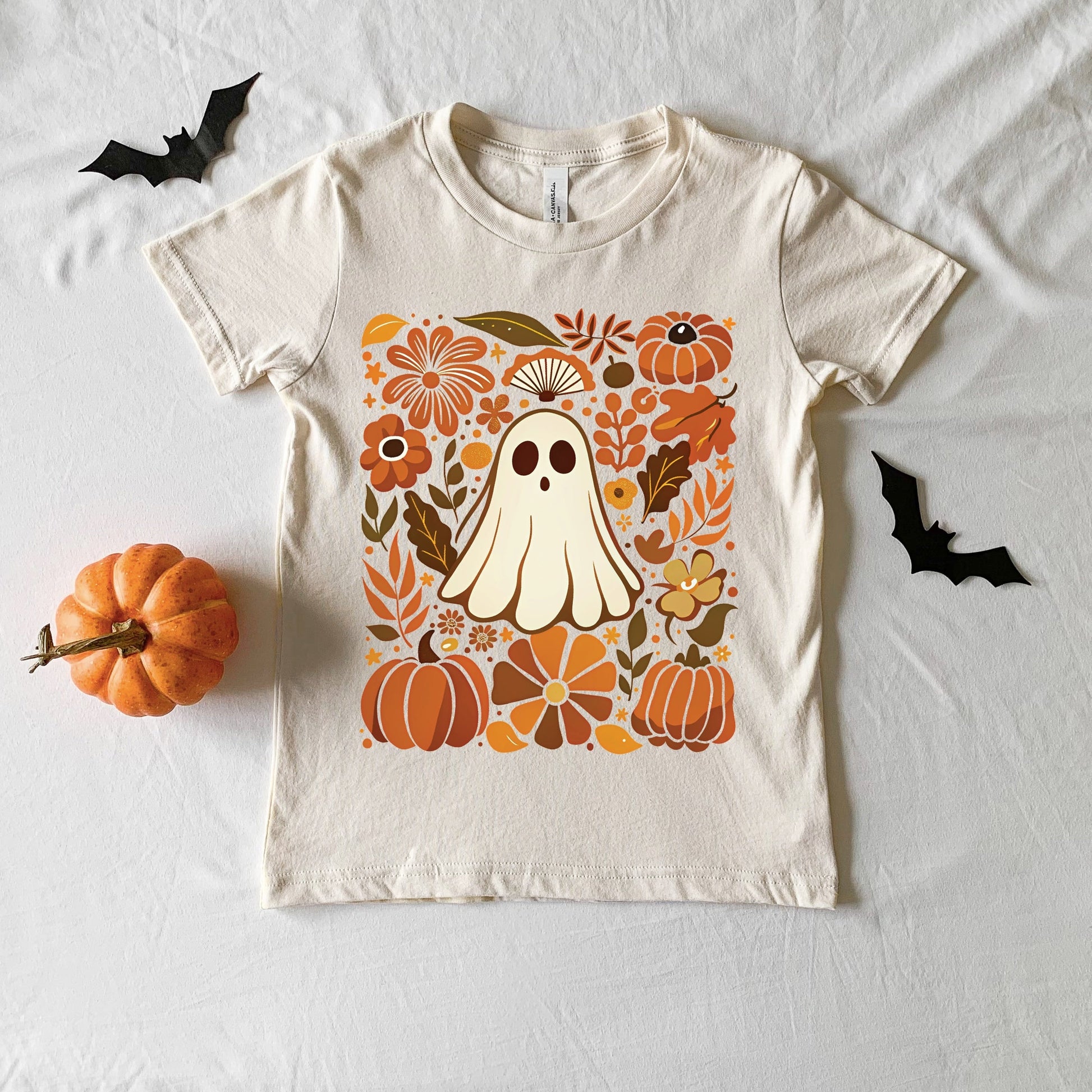 Ghost Floral Collage - Youth Short Sleeve Graphic T-Shirt and Toddler Short Sleeve Graphic T-Shirt