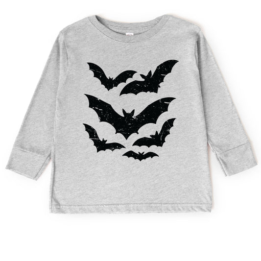 Halloween Bats Distressed - Toddler Long Sleeve Graphic Tee and Youth Long Sleeve Graphic T-Shirt