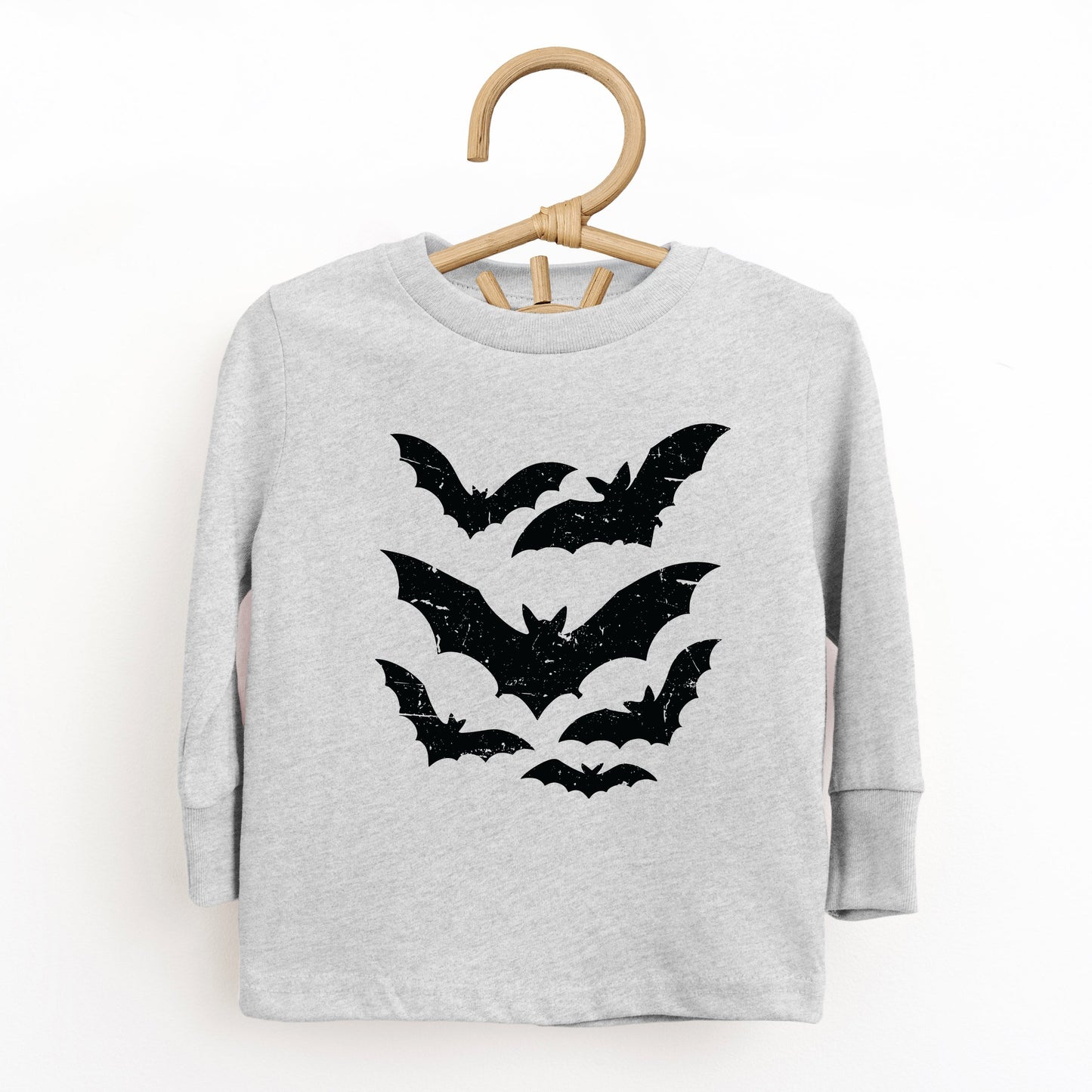 Halloween Bats Distressed - Toddler Long Sleeve Graphic Tee and Youth Long Sleeve Graphic T-Shirt