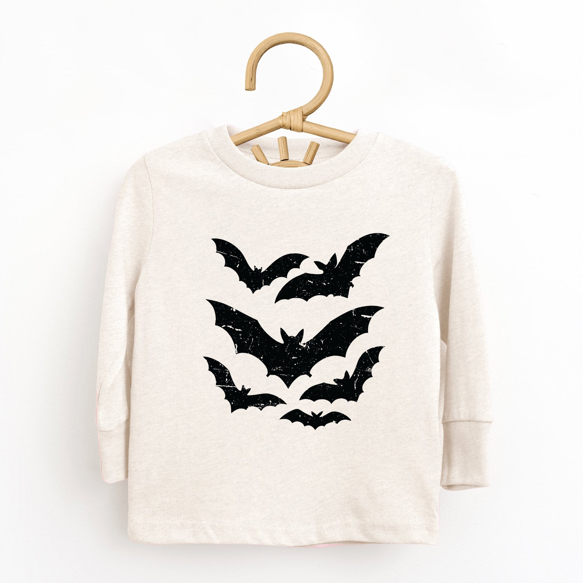 Halloween Bats Distressed - Toddler Long Sleeve Graphic Tee and Youth Long Sleeve Graphic T-Shirt