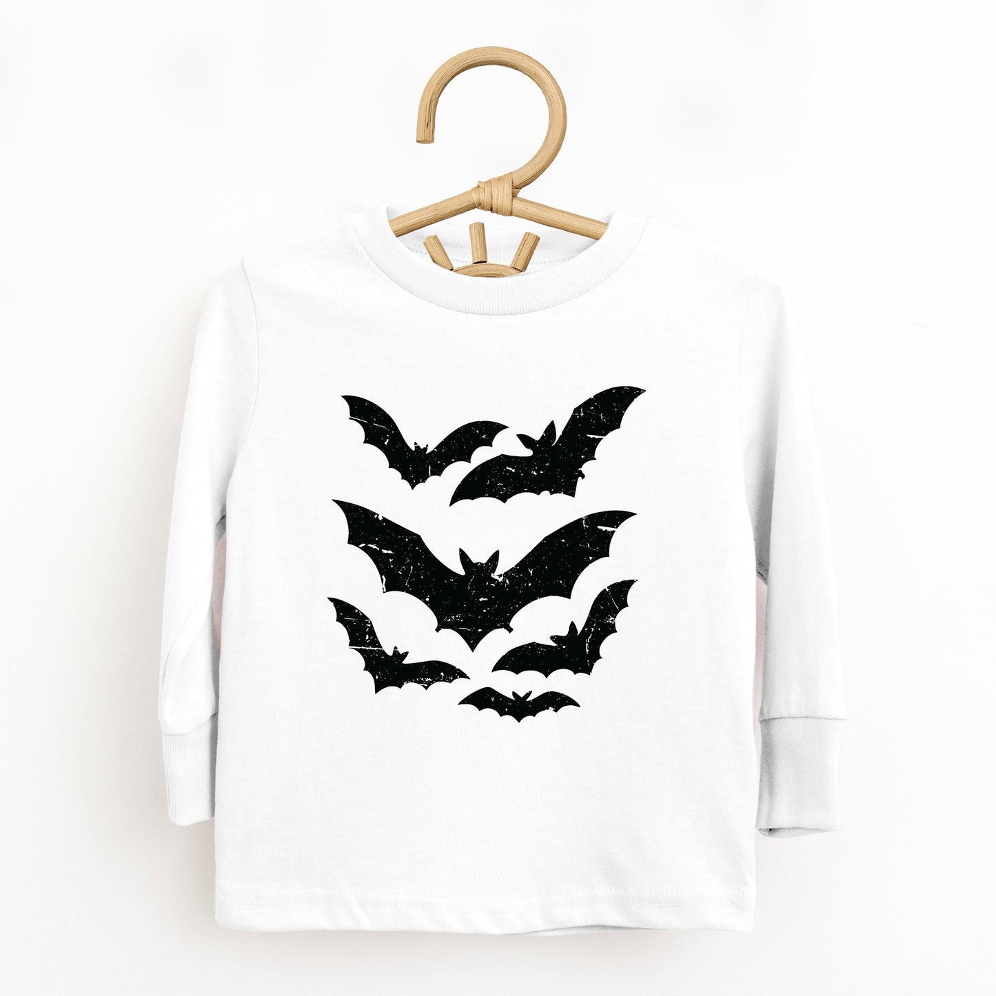 Halloween Bats Distressed - Toddler Long Sleeve Graphic Tee and Youth Long Sleeve Graphic T-Shirt