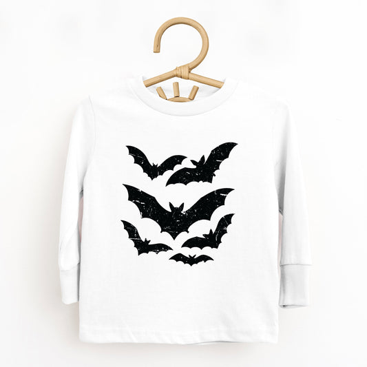 Halloween Bats Distressed - Toddler Long Sleeve Graphic Tee and Youth Long Sleeve Graphic T-Shirt