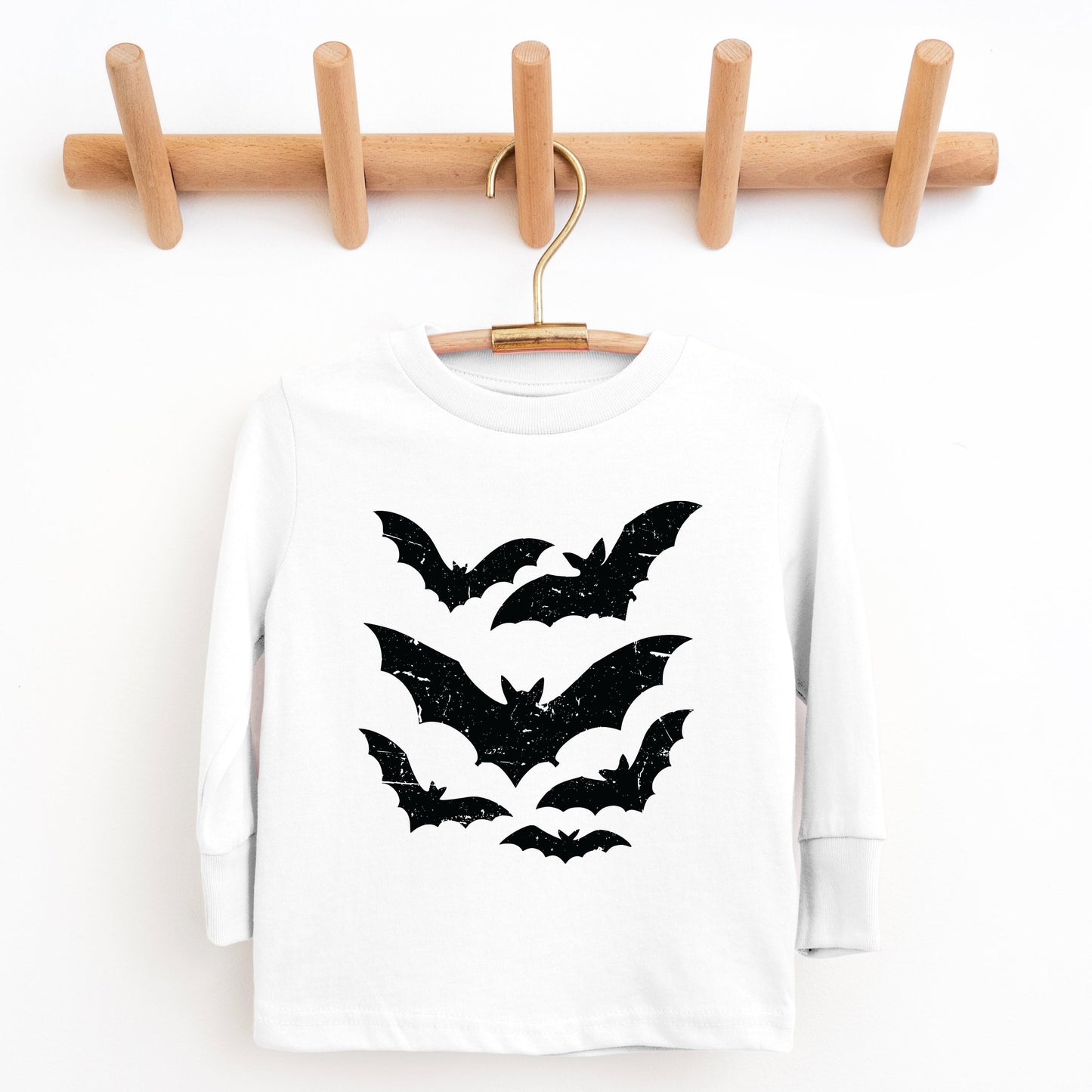 Halloween Bats Distressed - Toddler Long Sleeve Graphic Tee and Youth Long Sleeve Graphic T-Shirt