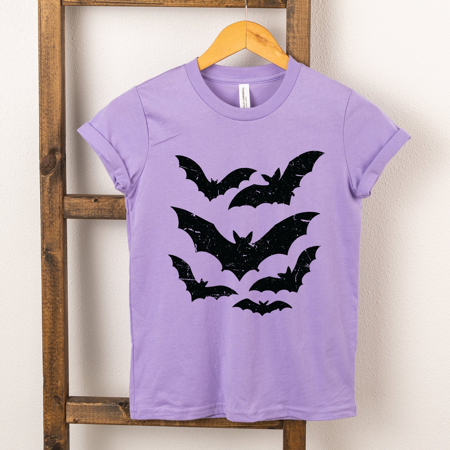 Halloween Bats Distressed - Youth Short Sleeve Graphic T-Shirt and Toddler Short Sleeve Graphic T-Shirt