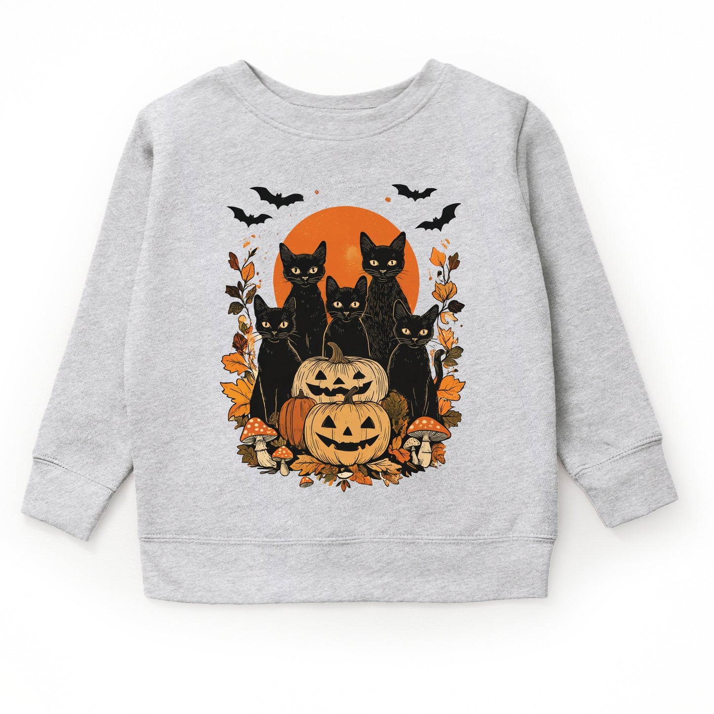 Black Cats Pumpkin Vintage - Toddler Graphic Sweatshirt and Youth Graphic Sweatshirt