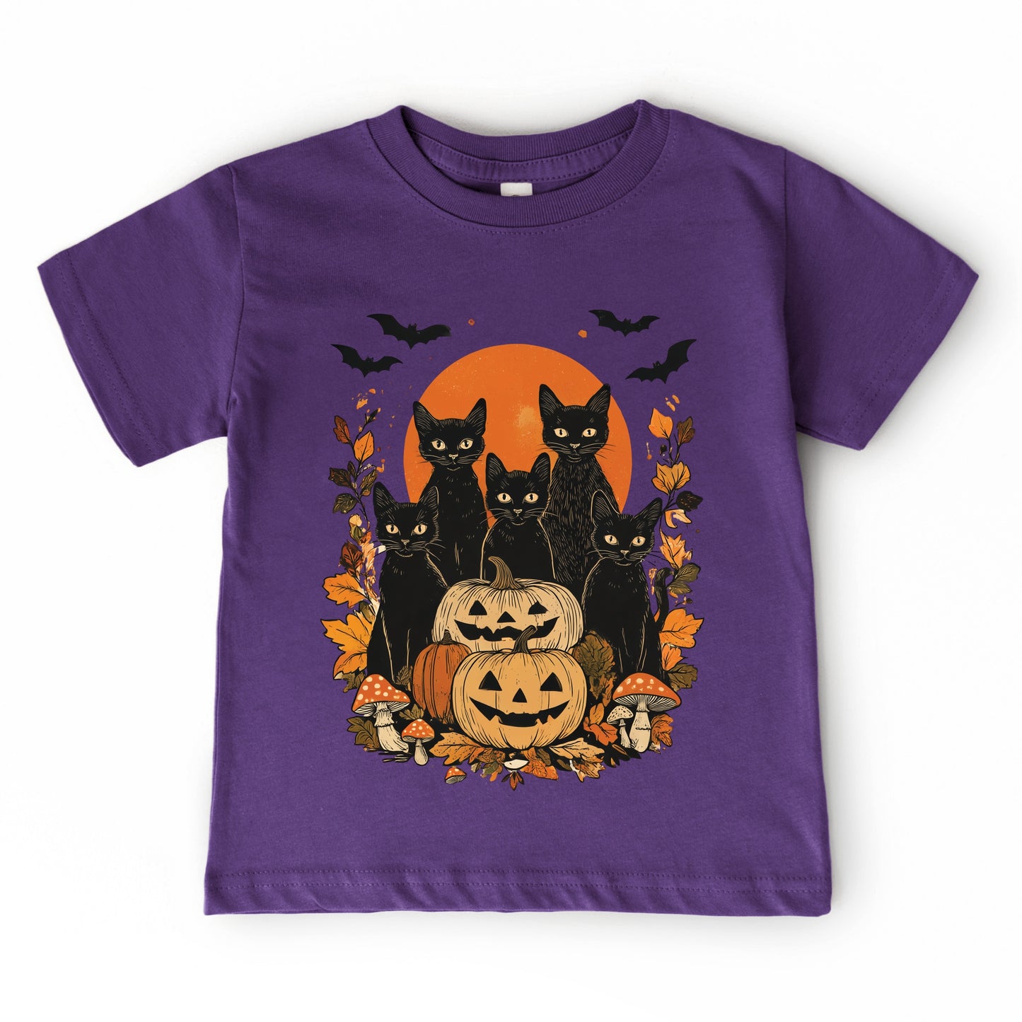 Black Cats Pumpkin Vintage - Toddler Short Sleeve Graphic T-Shirt and Youth Short Sleeve Graphic T-Shirt