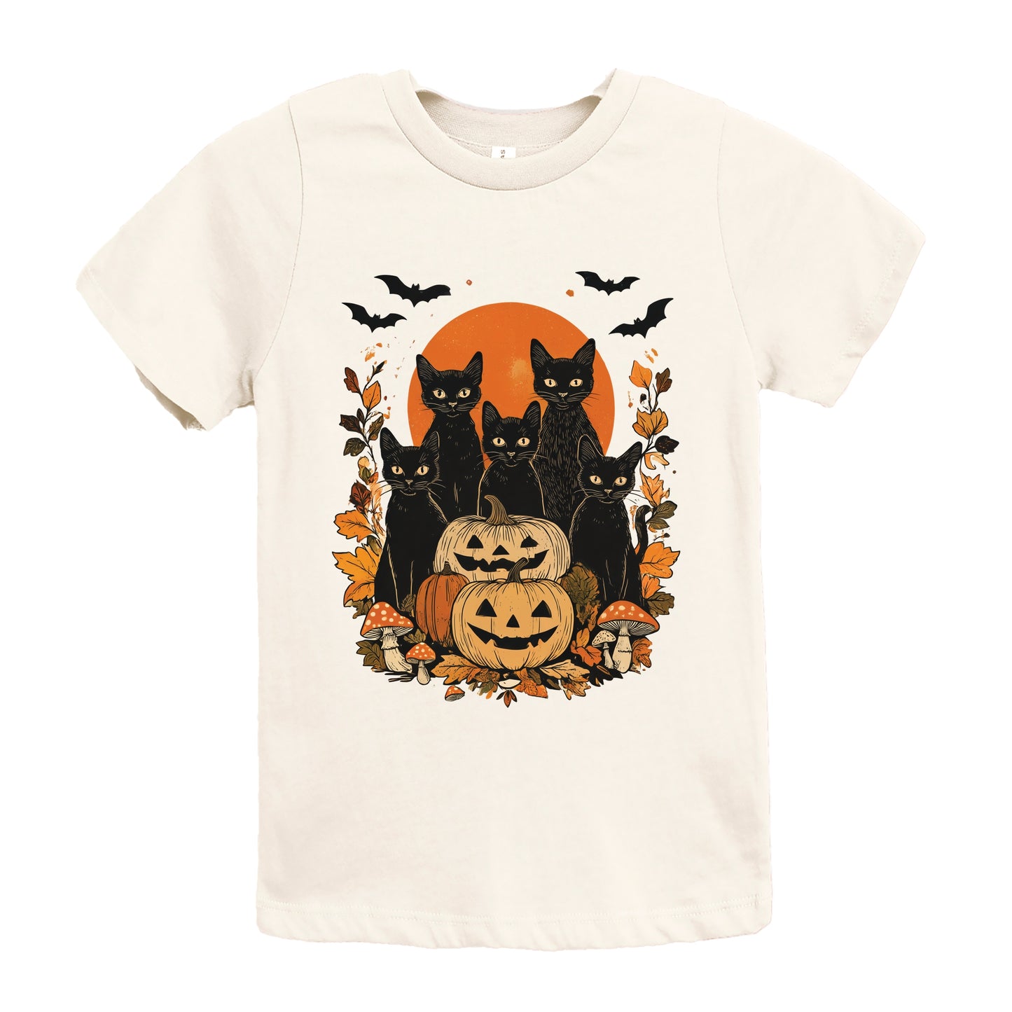 Black Cats Pumpkin Vintage - Toddler Short Sleeve Graphic T-Shirt and Youth Short Sleeve Graphic T-Shirt