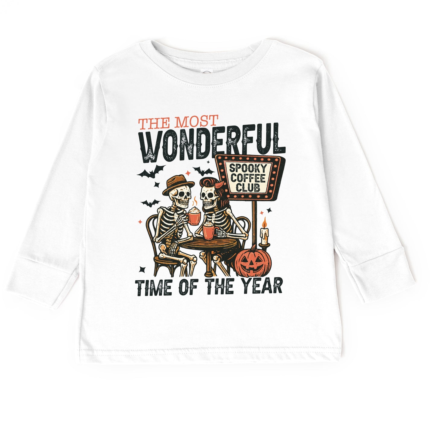 Halloween Wonderful Time of the Year Skeletons - Youth Long Sleeve Graphic T-Shirt and Toddler Long Sleeve Graphic Tee