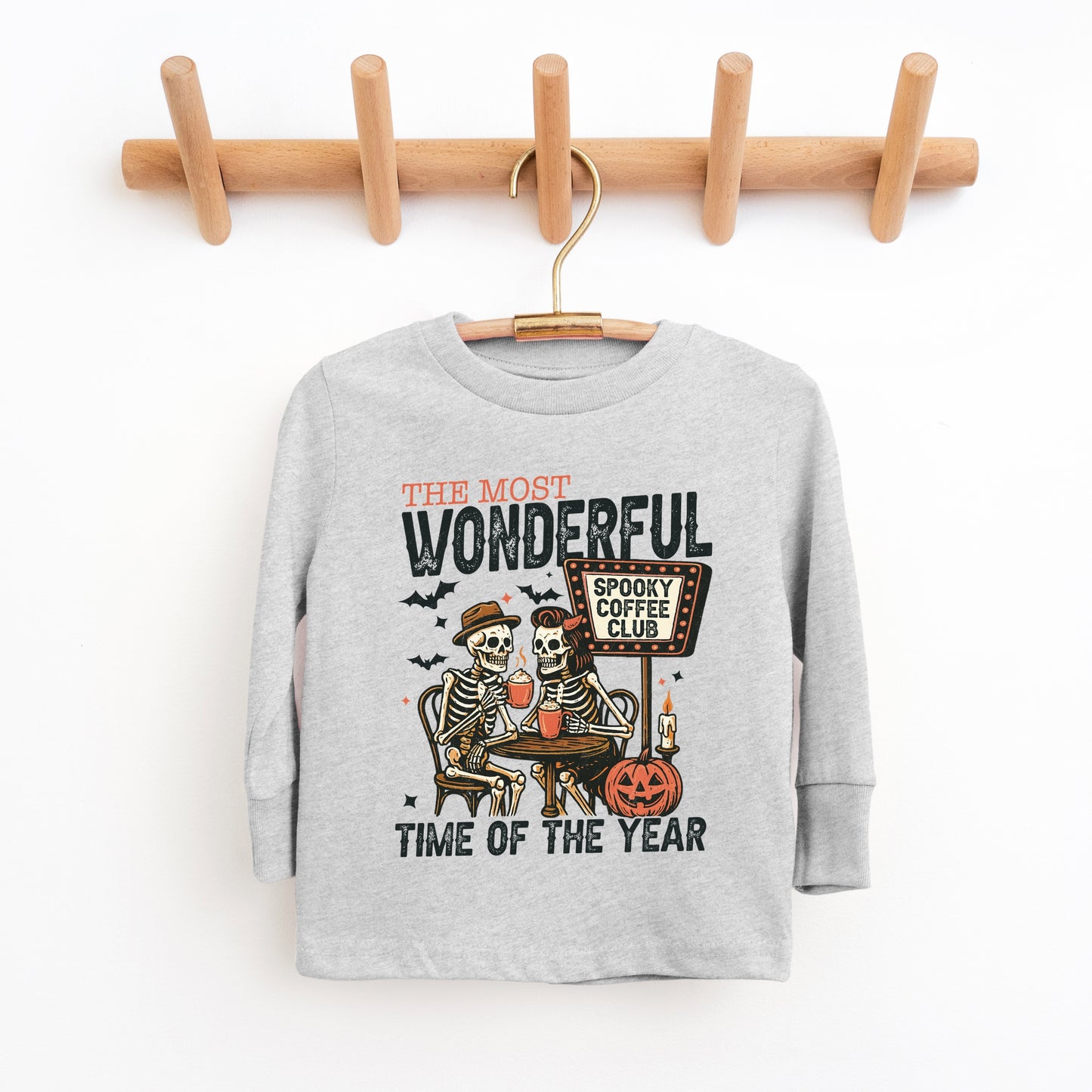 Halloween Wonderful Time of the Year Skeletons - Youth Long Sleeve Graphic T-Shirt and Toddler Long Sleeve Graphic Tee